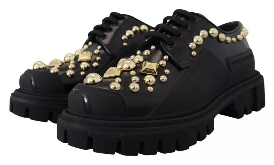 Leather Trekking Derby Embellished Women's Shoes - Dolce & Gabbana - Modalova