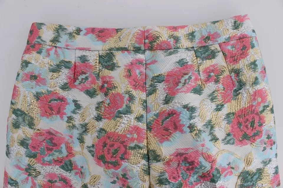 White Pink Floral Brocade Women's Pants - Dolce & Gabbana - Modalova