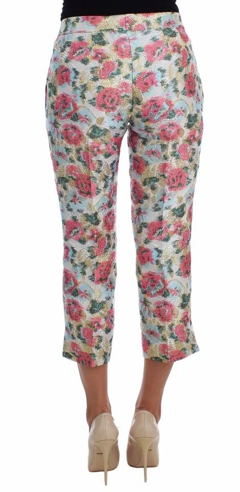 White Pink Floral Brocade Women's Pants - Dolce & Gabbana - Modalova