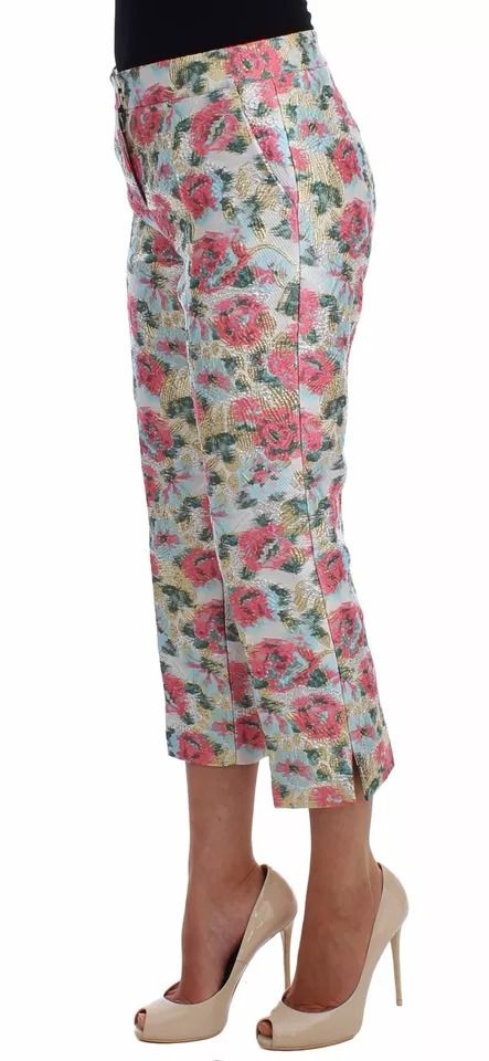 White Pink Floral Brocade Women's Pants - Dolce & Gabbana - Modalova