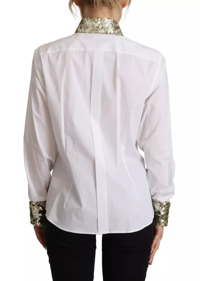 Cotton Collared Long Sleeves Sequin Top Women's Shirt (Pre-Owned) - Dolce & Gabbana - Modalova