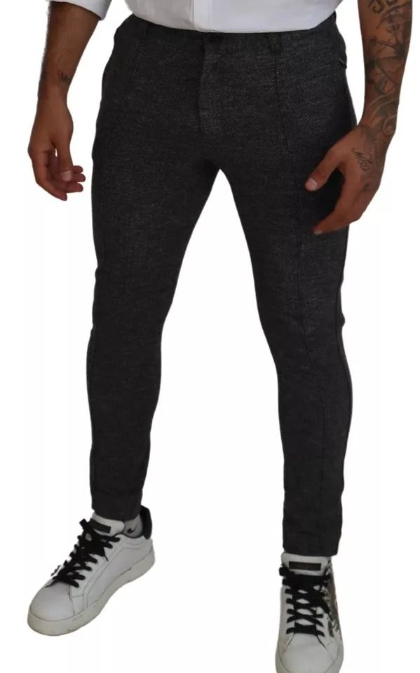 Gray Chevron Viscose Skinny Men's Pants - Dolce & Gabbana - Modalova