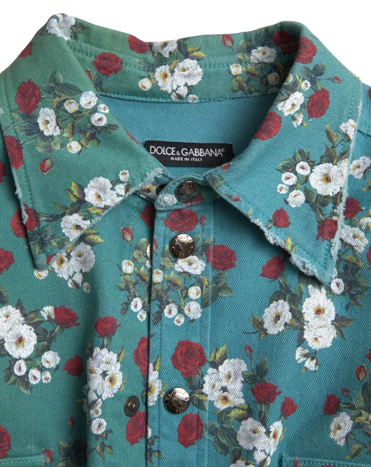 Floral Cotton Button Down Denim Men's Shirt - Dolce & Gabbana - Modalova