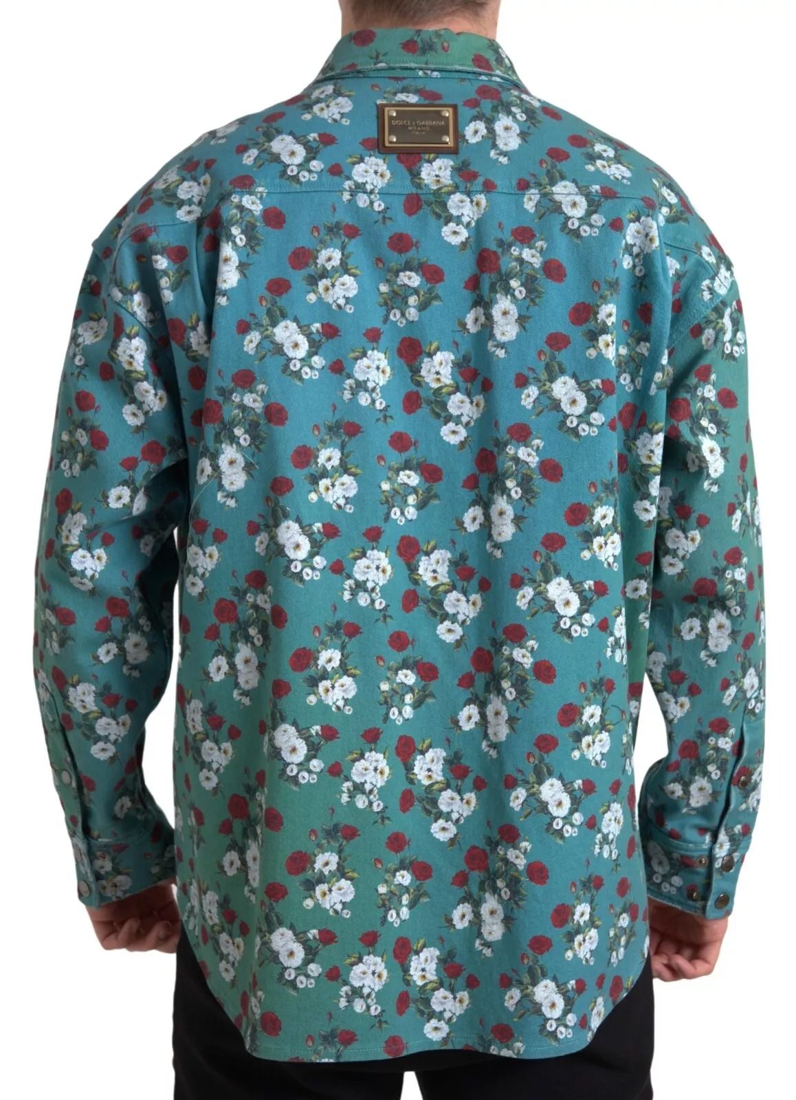 Floral Cotton Button Down Denim Men's Shirt - Dolce & Gabbana - Modalova
