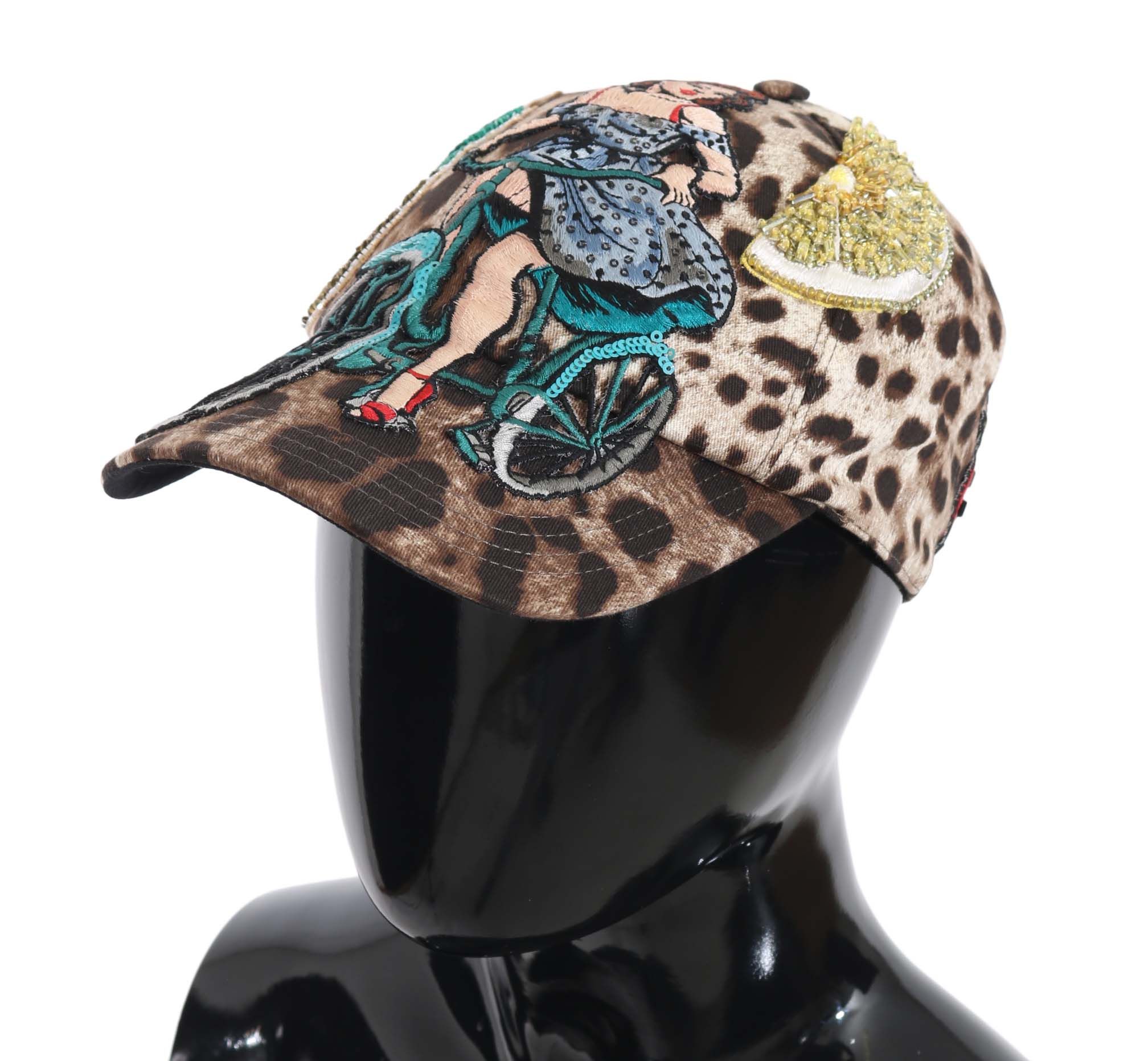 Leopard Sequin Sicily Applique Baseball Women's Hat - Dolce & Gabbana - Modalova