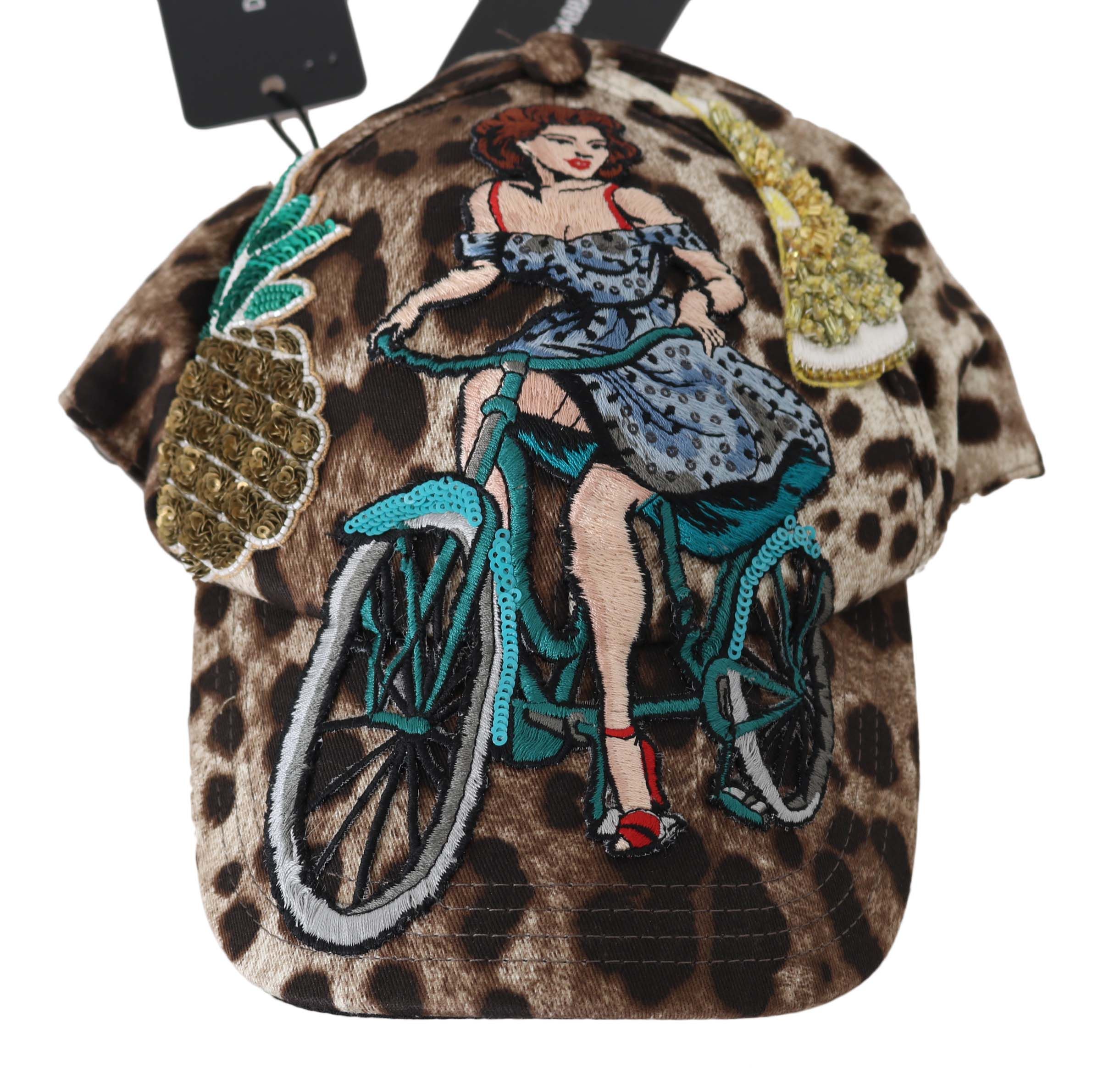 Leopard Sequin Sicily Applique Baseball Women's Hat - Dolce & Gabbana - Modalova