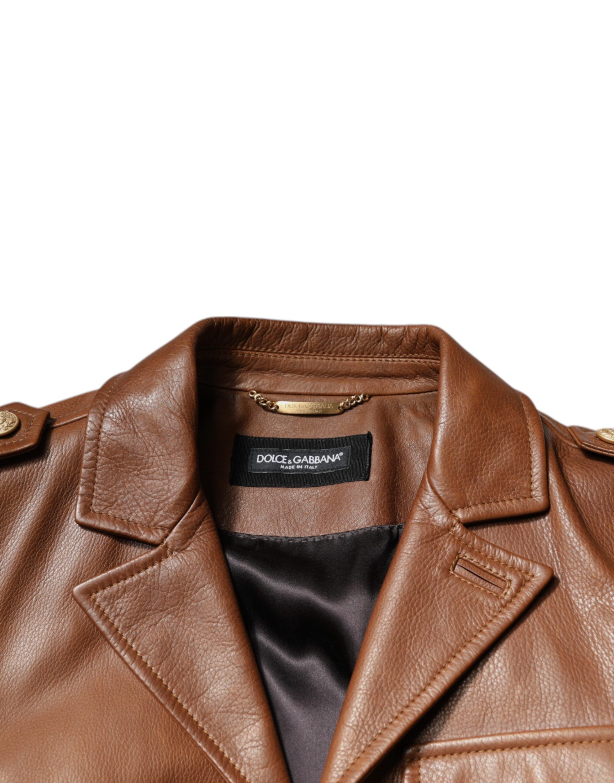 Calfskin Leather Button Down Men's Jacket (Pre-Owned) - Dolce & Gabbana - Modalova