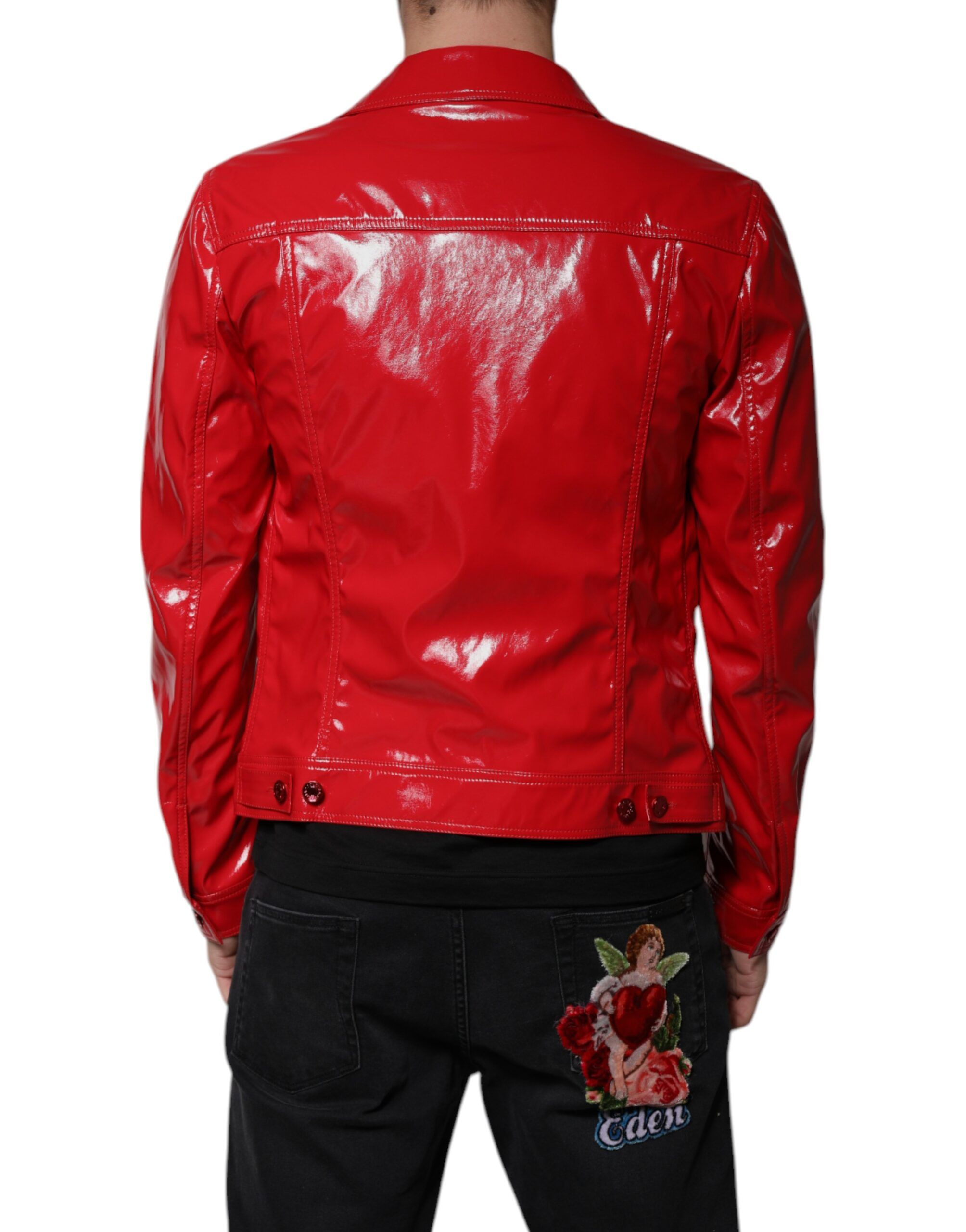 Polyester Button Down Collared Men's Jacket - Dolce & Gabbana - Modalova