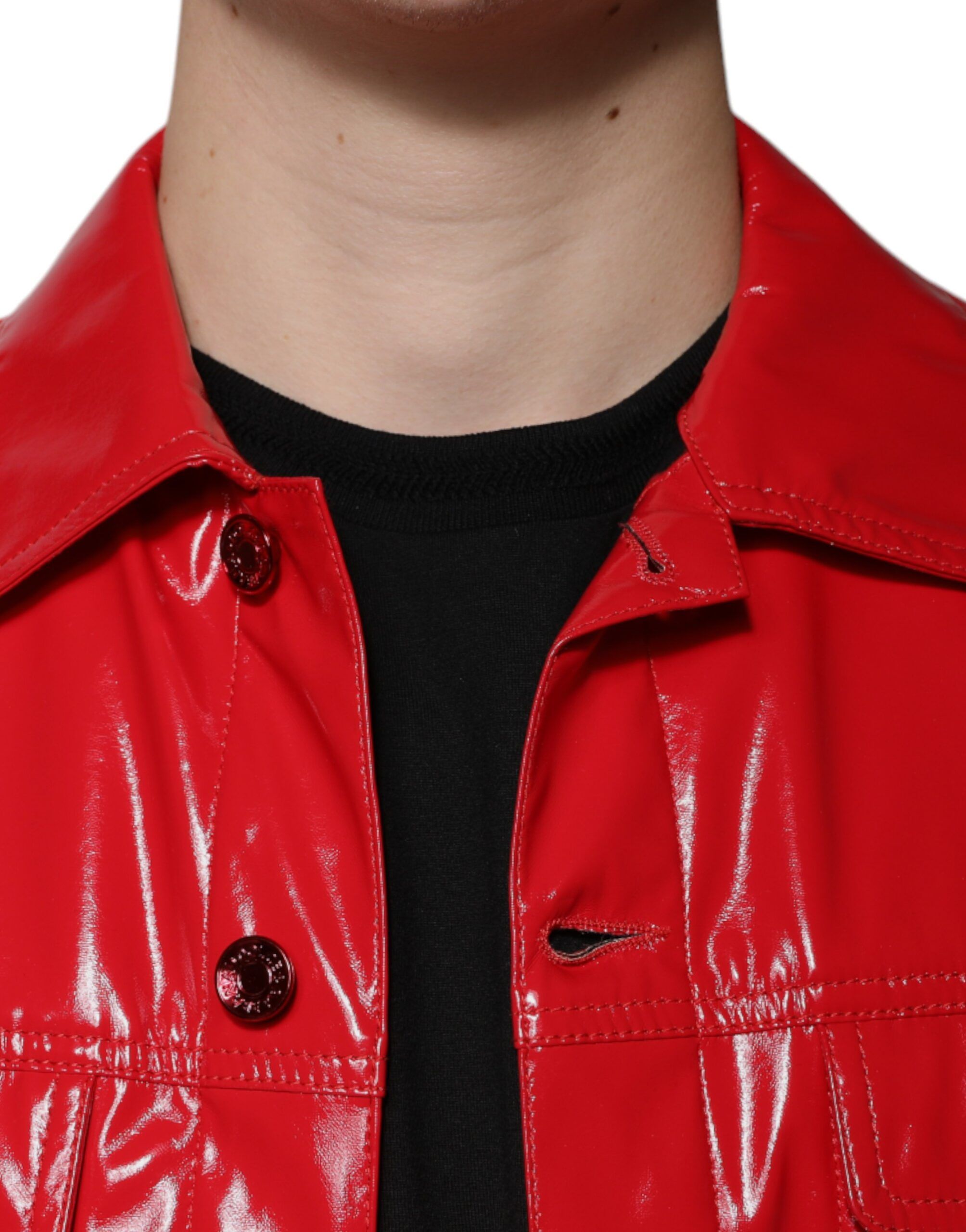 Polyester Button Down Collared Men's Jacket - Dolce & Gabbana - Modalova