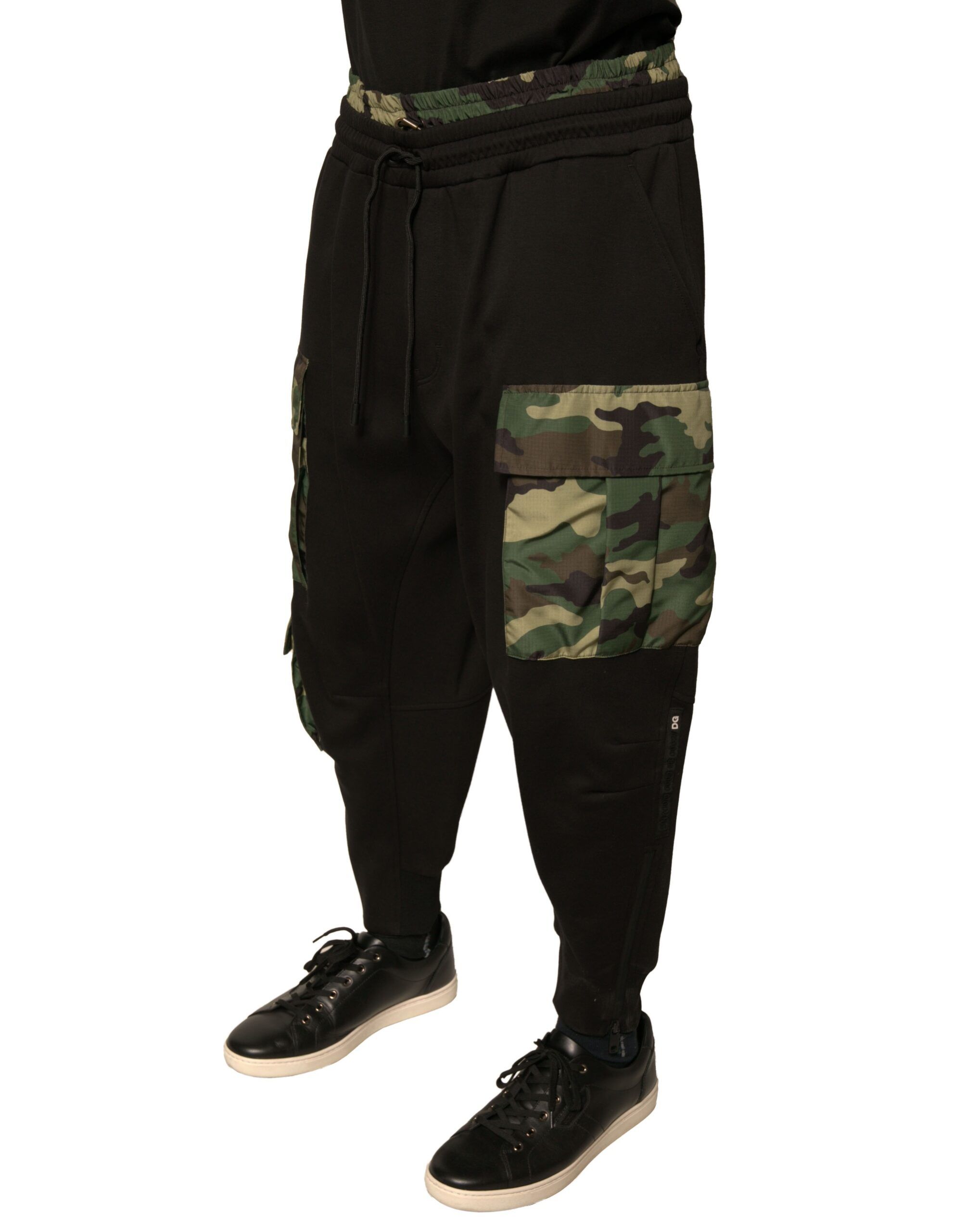 Black Camouflage Cotton Jogger Cargo Men's Pants - Dolce & Gabbana - Modalova