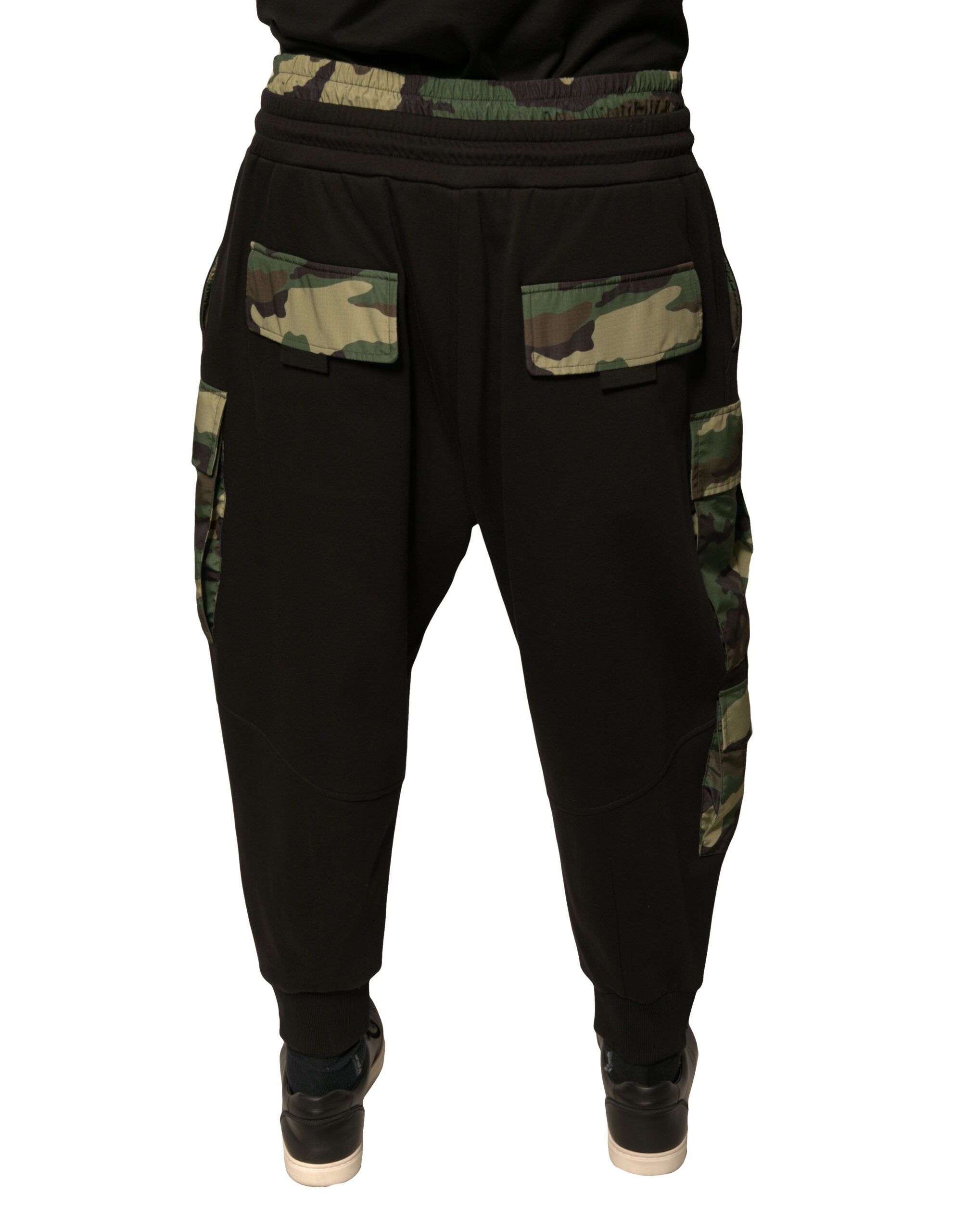 Black Camouflage Cotton Jogger Cargo Men's Pants - Dolce & Gabbana - Modalova