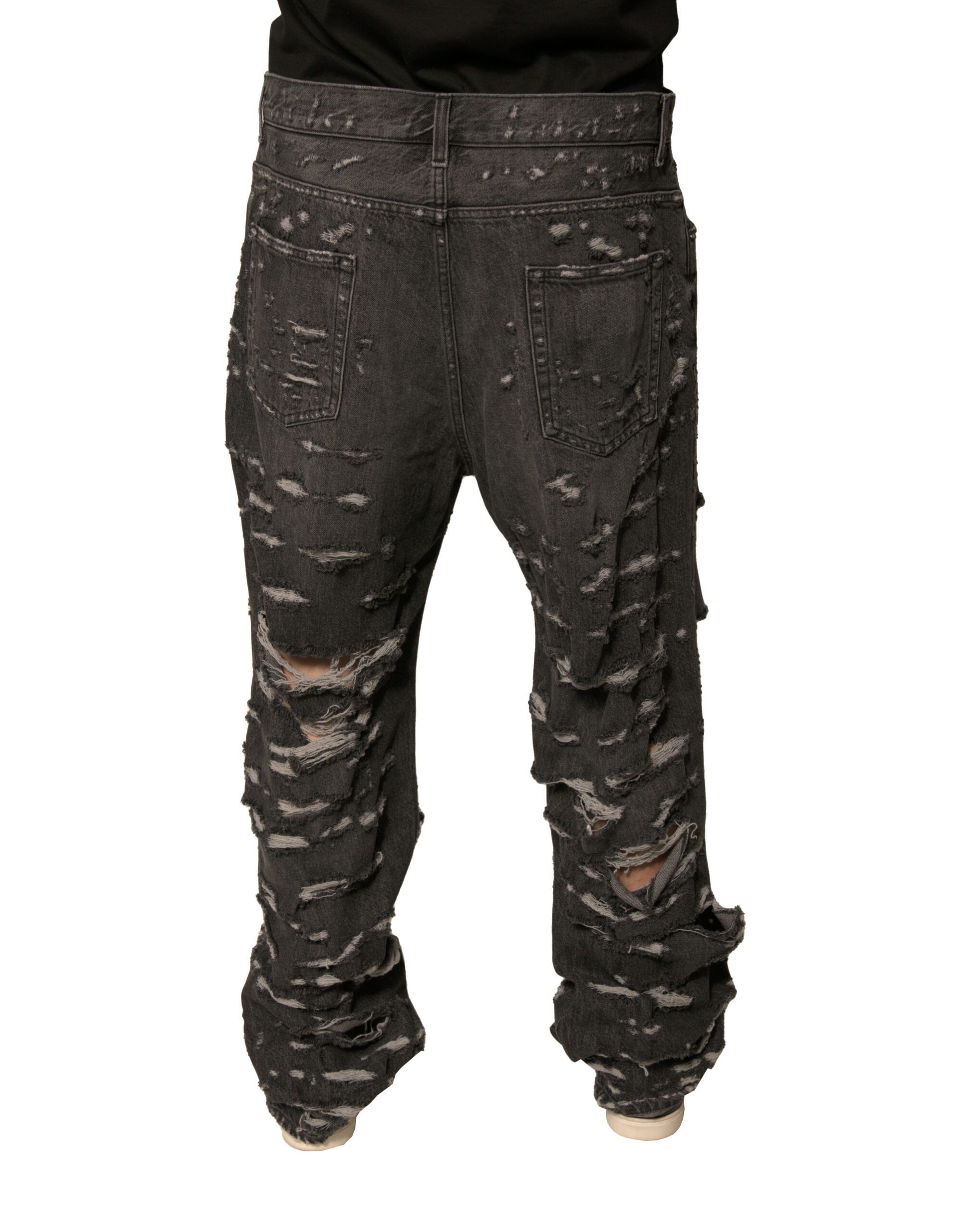 Gray Tattered Cotton Straight Men Denim Men's Jeans - Dolce & Gabbana - Modalova