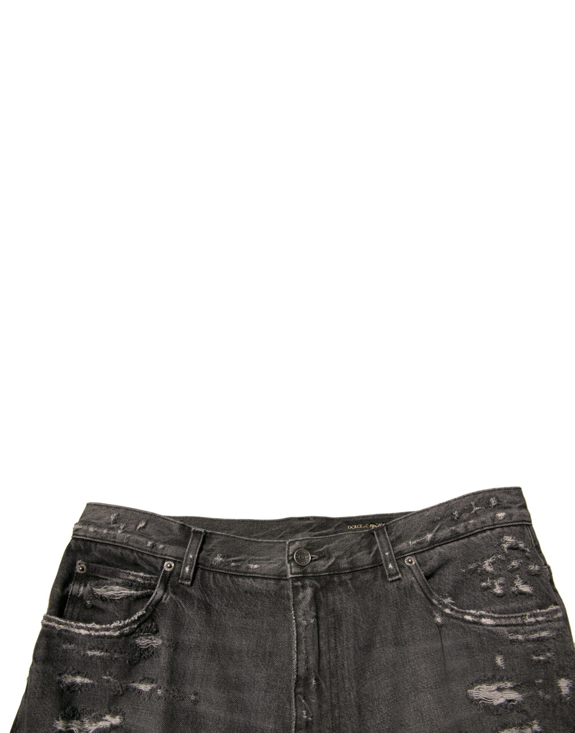 Gray Tattered Cotton Straight Men Denim Men's Jeans - Dolce & Gabbana - Modalova