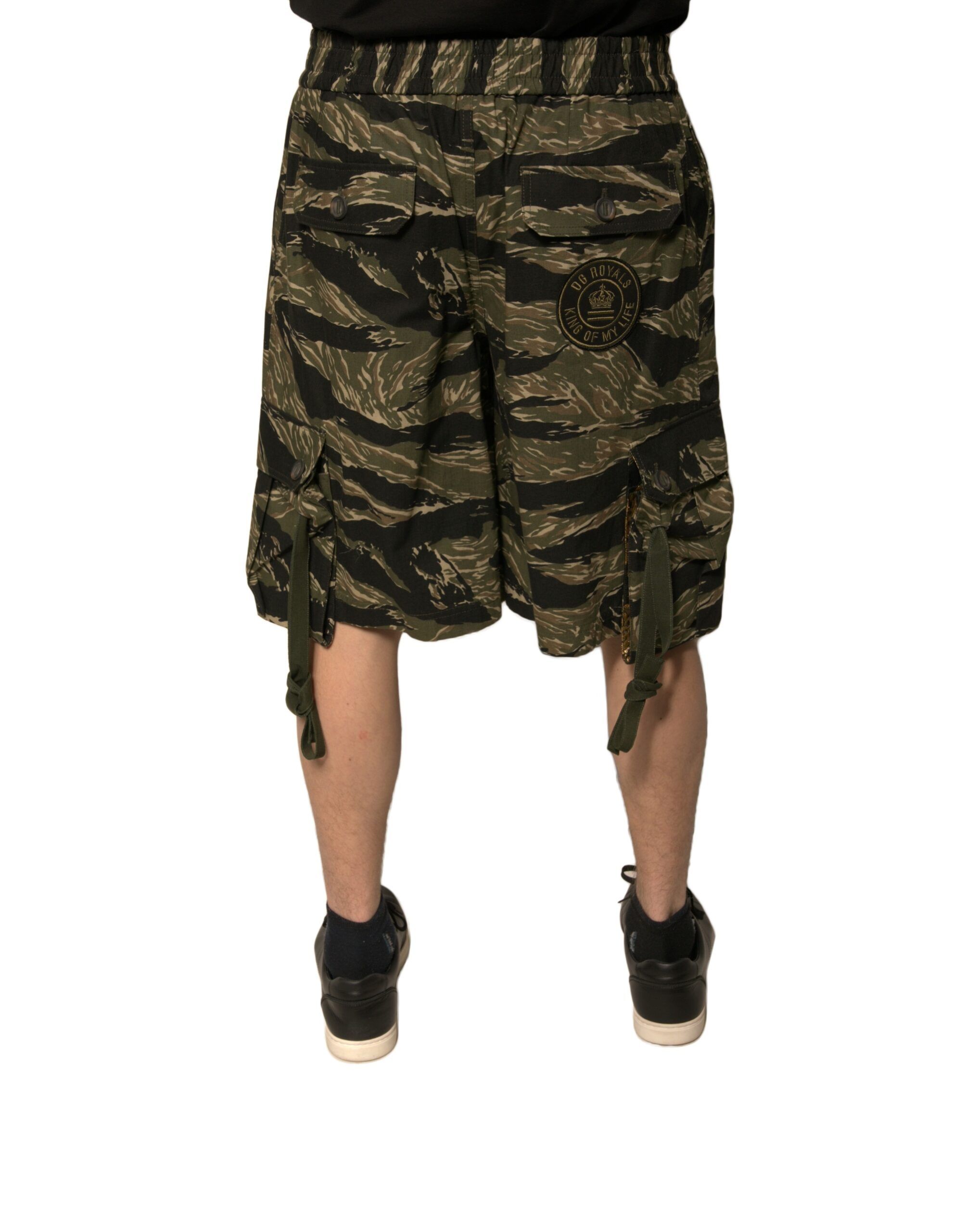 Black Gold Patterned Cotton Bermuda Men's Shorts - Dolce & Gabbana - Modalova