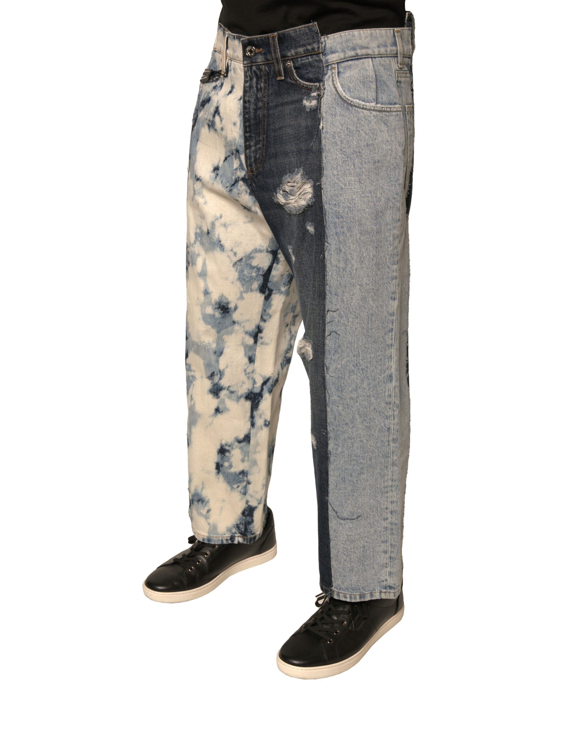 Patchwork Cotton Straight Men Denim Men's Jeans - Dolce & Gabbana - Modalova