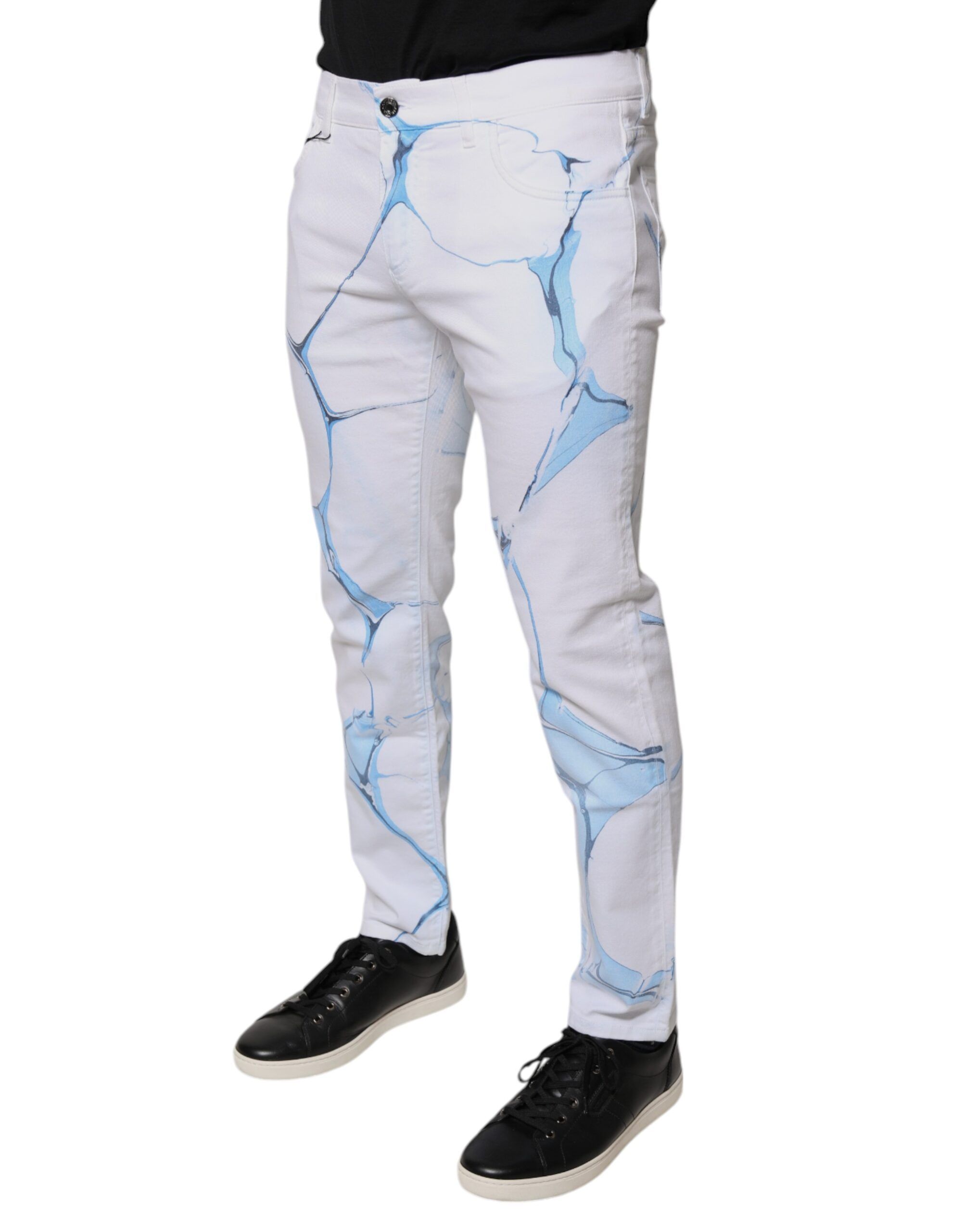 White Blue Cotton Stretch Skinny Denim Men's Jeans (Pre-Owned) - Dolce & Gabbana - Modalova
