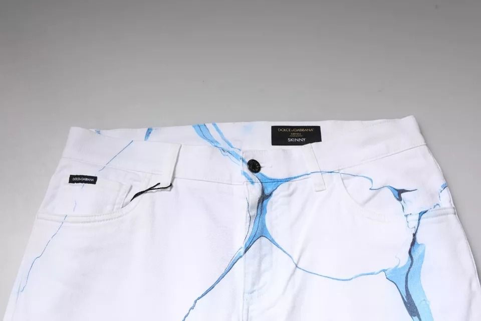 White Blue Cotton Stretch Skinny Denim Men's Jeans (Pre-Owned) - Dolce & Gabbana - Modalova