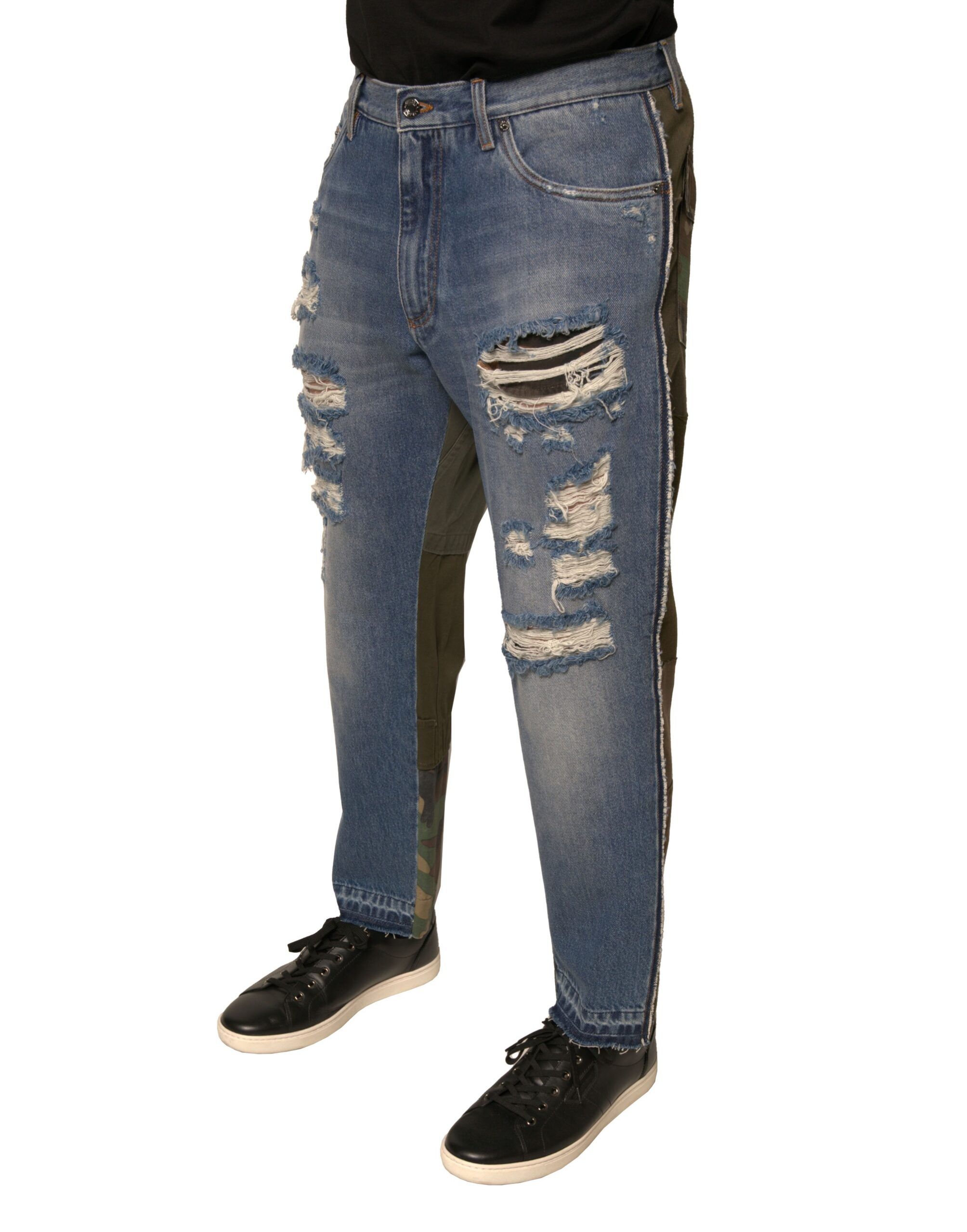 Tattered Straight Cropped Denim Men's Jeans - Dolce & Gabbana - Modalova