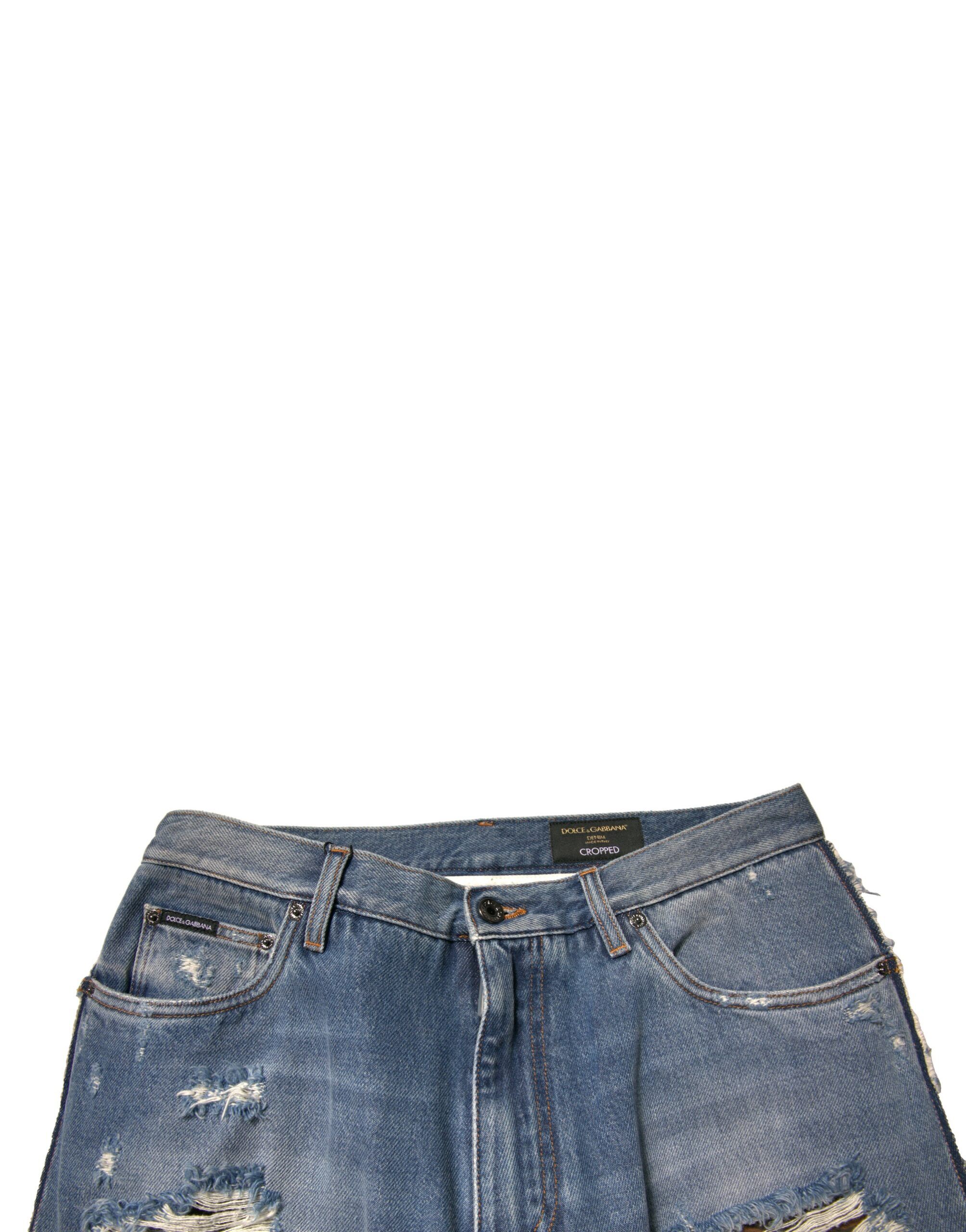 Tattered Straight Cropped Denim Men's Jeans - Dolce & Gabbana - Modalova