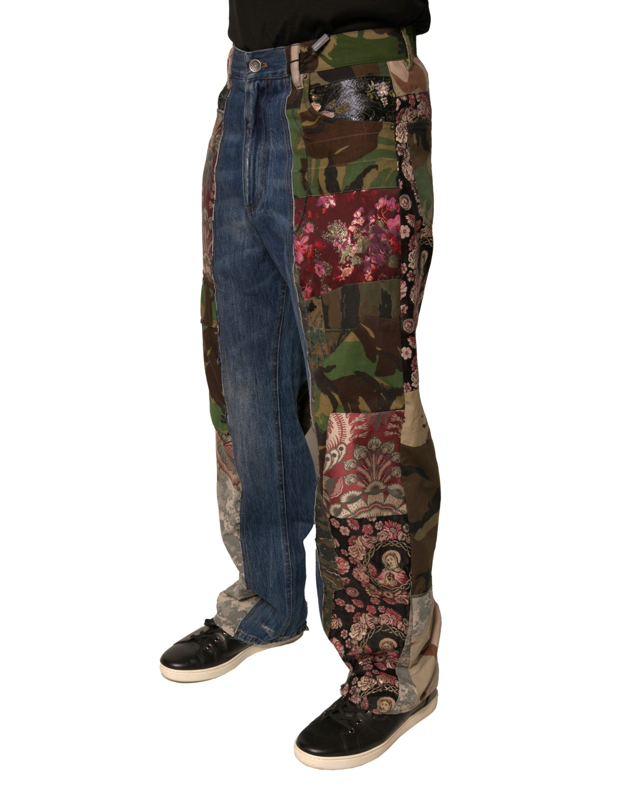 Patchwork Cotton Straight Denim Men's Jeans - Dolce & Gabbana - Modalova