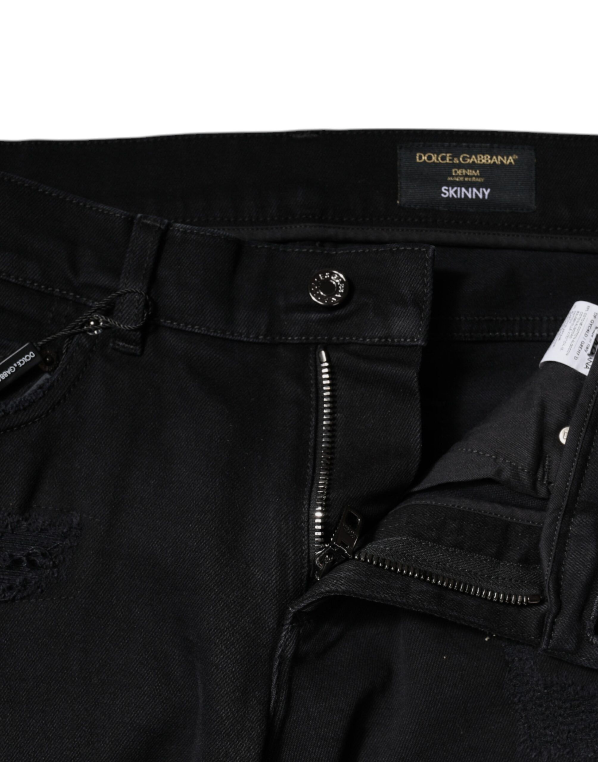 Cotton Tattered Skinny Denim Logo Men's Jeans - Dolce & Gabbana - Modalova