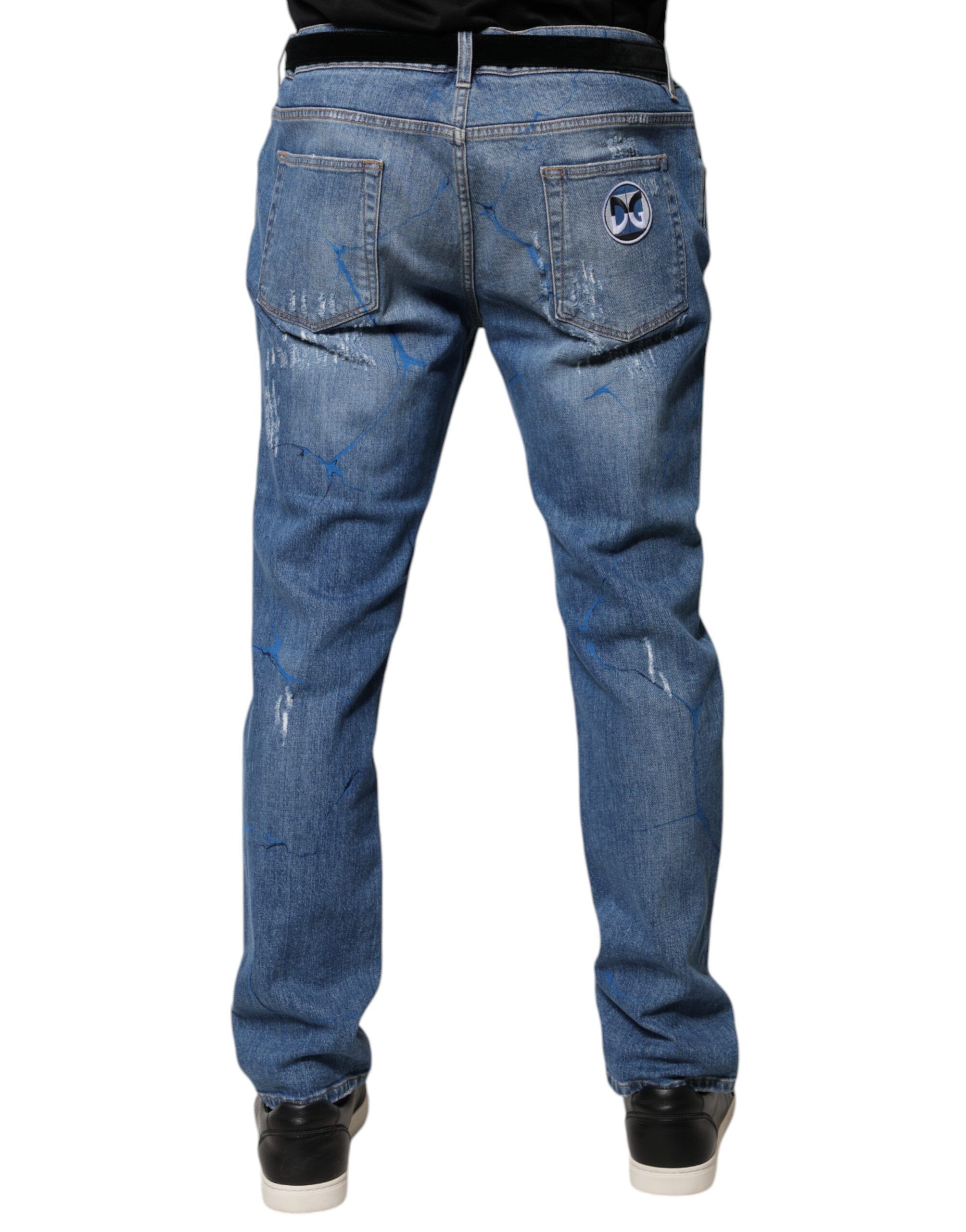Cotton Stretch Tattered Skinny Denim Men's Jeans - Dolce & Gabbana - Modalova