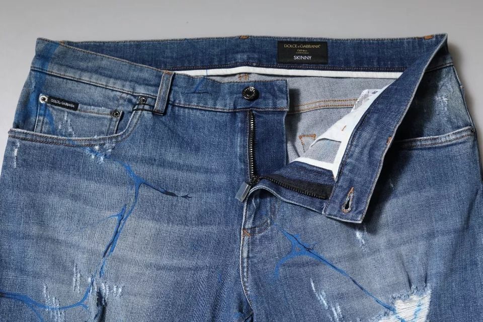 Cotton Stretch Tattered Skinny Denim Men's Jeans - Dolce & Gabbana - Modalova