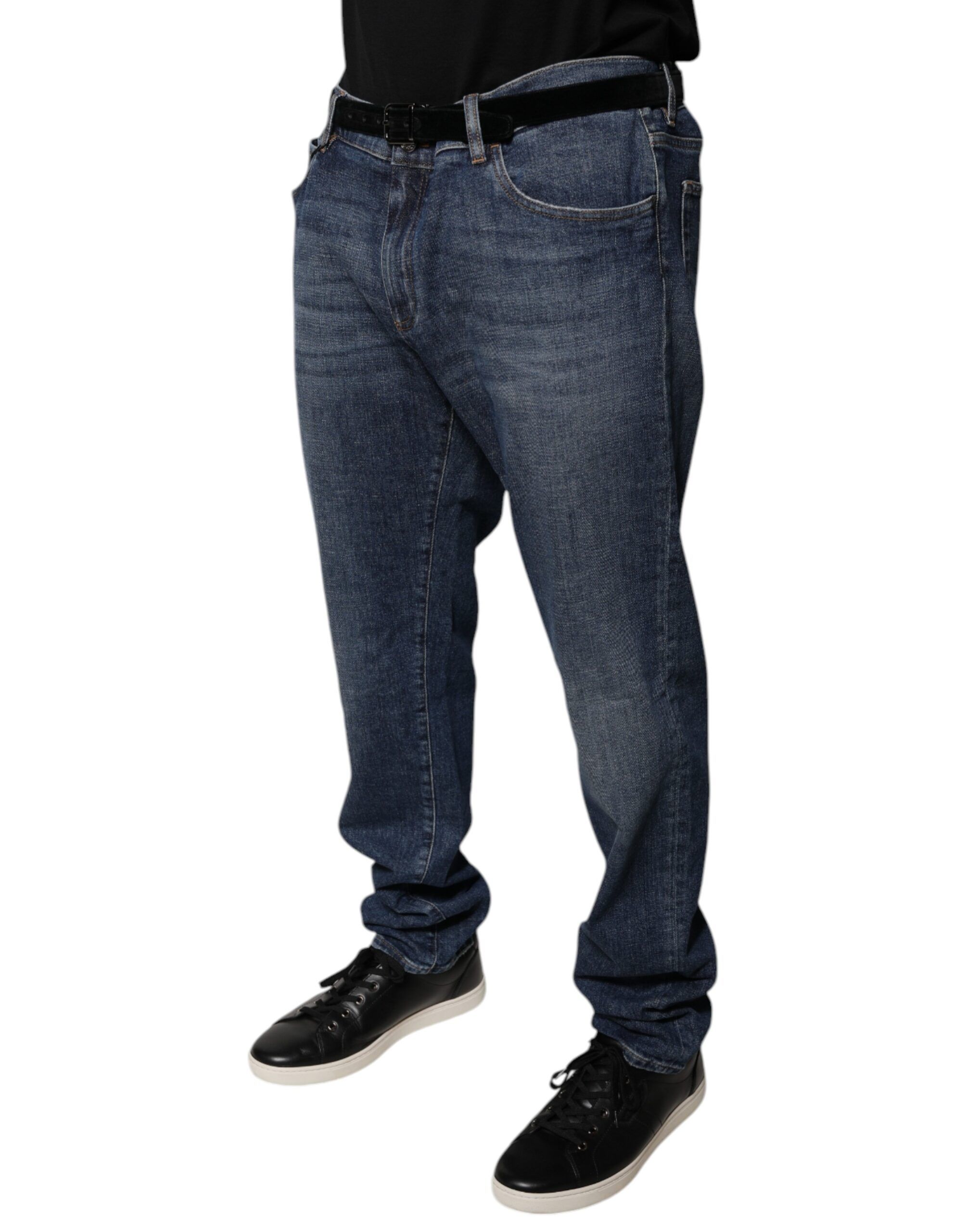 Dark Cotton Logo Skinny Denim Men's Jeans - Dolce & Gabbana - Modalova
