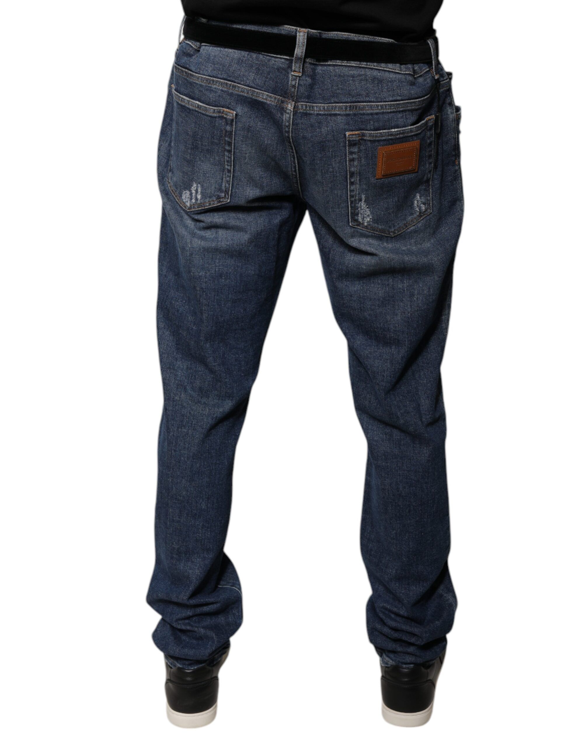 Dark Cotton Logo Skinny Denim Men's Jeans - Dolce & Gabbana - Modalova