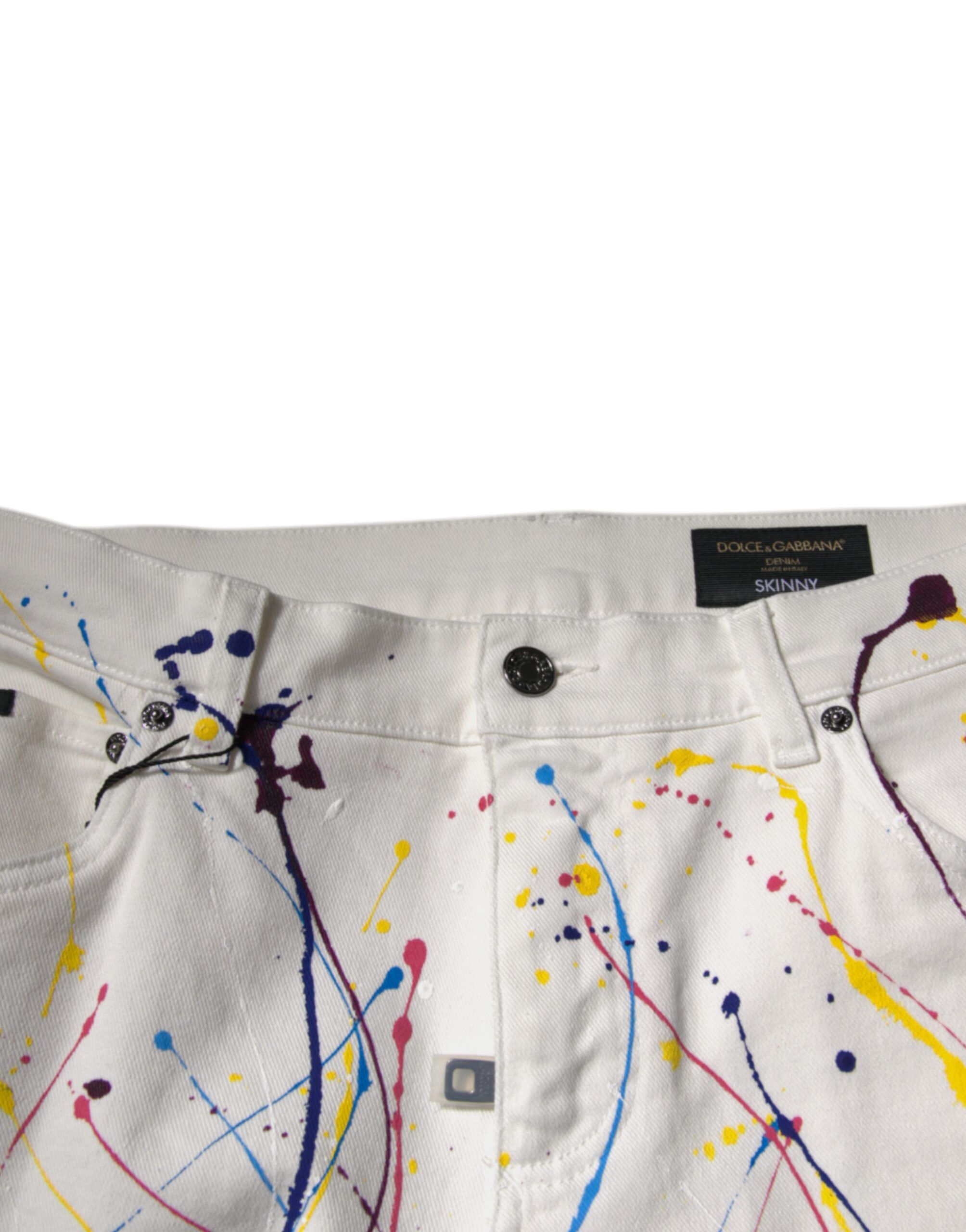 Color Splash Print Skinny Denim Men's Jeans - Dolce & Gabbana - Modalova