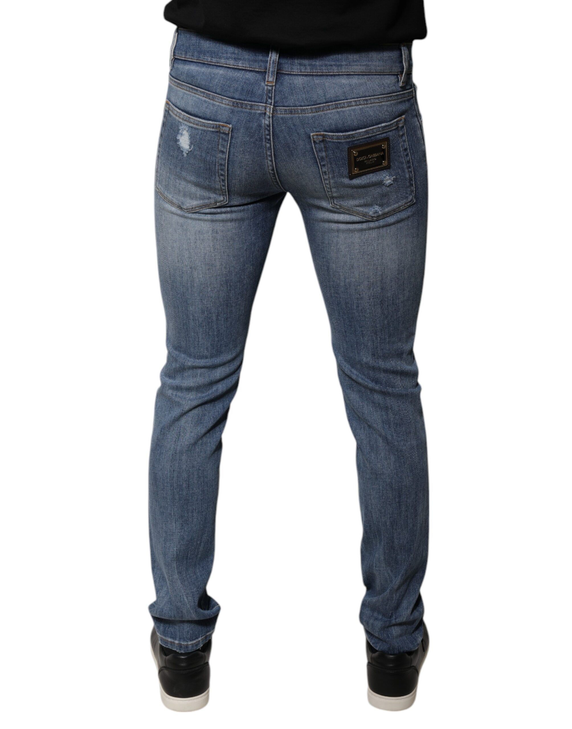 Tattered Cotton Stretch Skinny Denim Men's Jeans - Dolce & Gabbana - Modalova