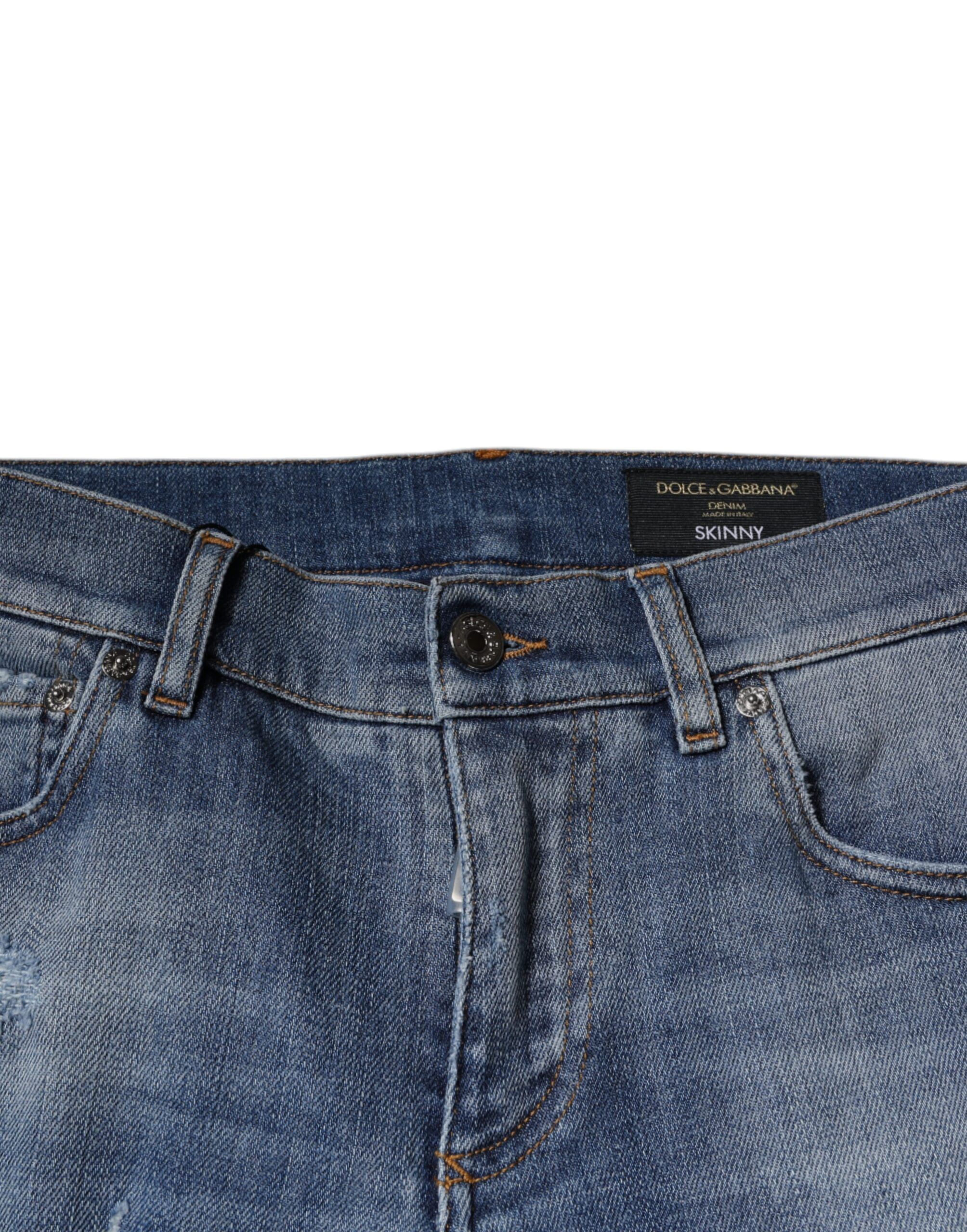 Tattered Cotton Stretch Skinny Denim Men's Jeans - Dolce & Gabbana - Modalova