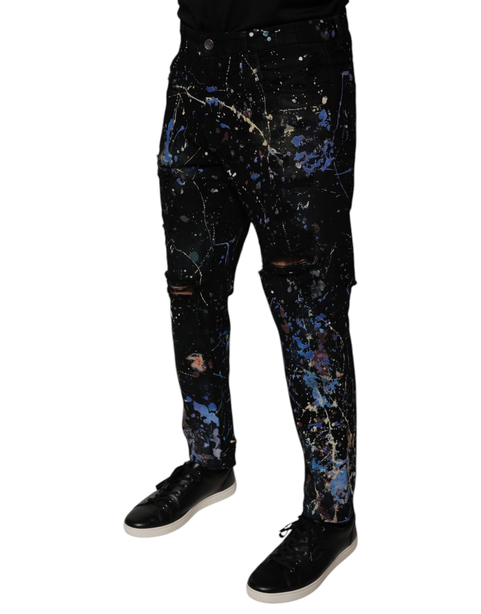 Color Splash Cotton Skinny Denim Men's Jeans - Dolce & Gabbana - Modalova