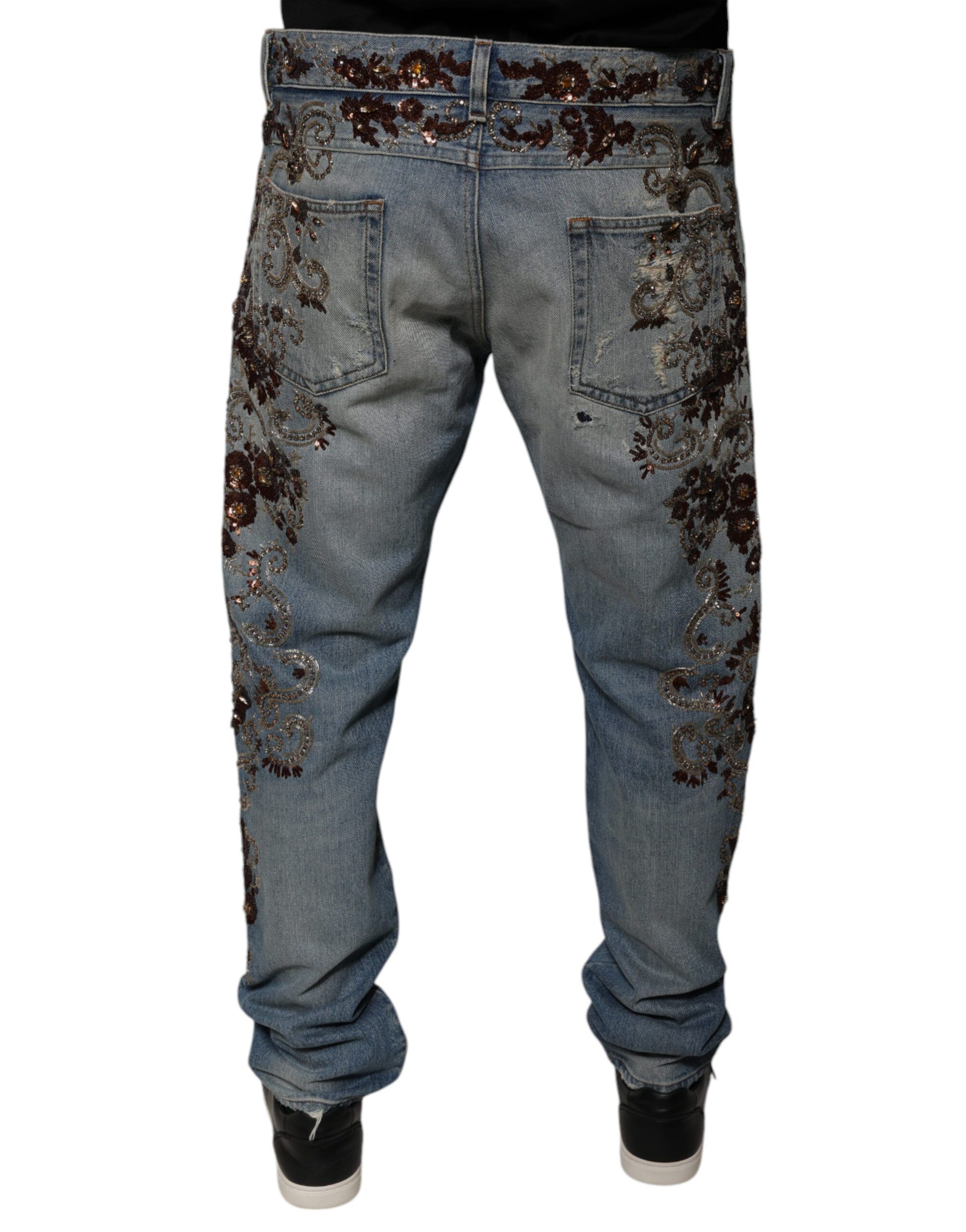 Embroidered Skinny Denim Men's Jeans - Dolce & Gabbana - Modalova