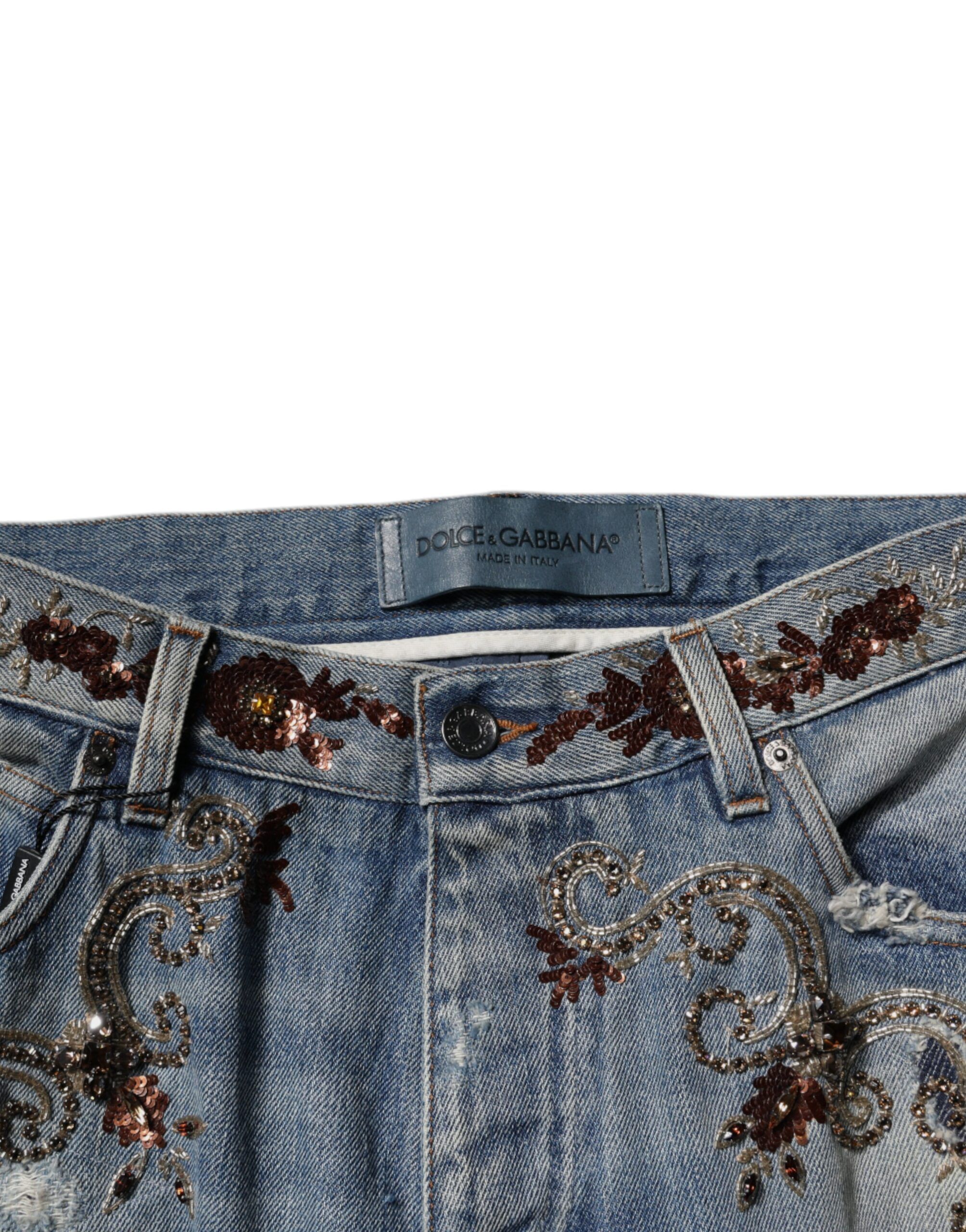 Embroidered Skinny Denim Men's Jeans - Dolce & Gabbana - Modalova