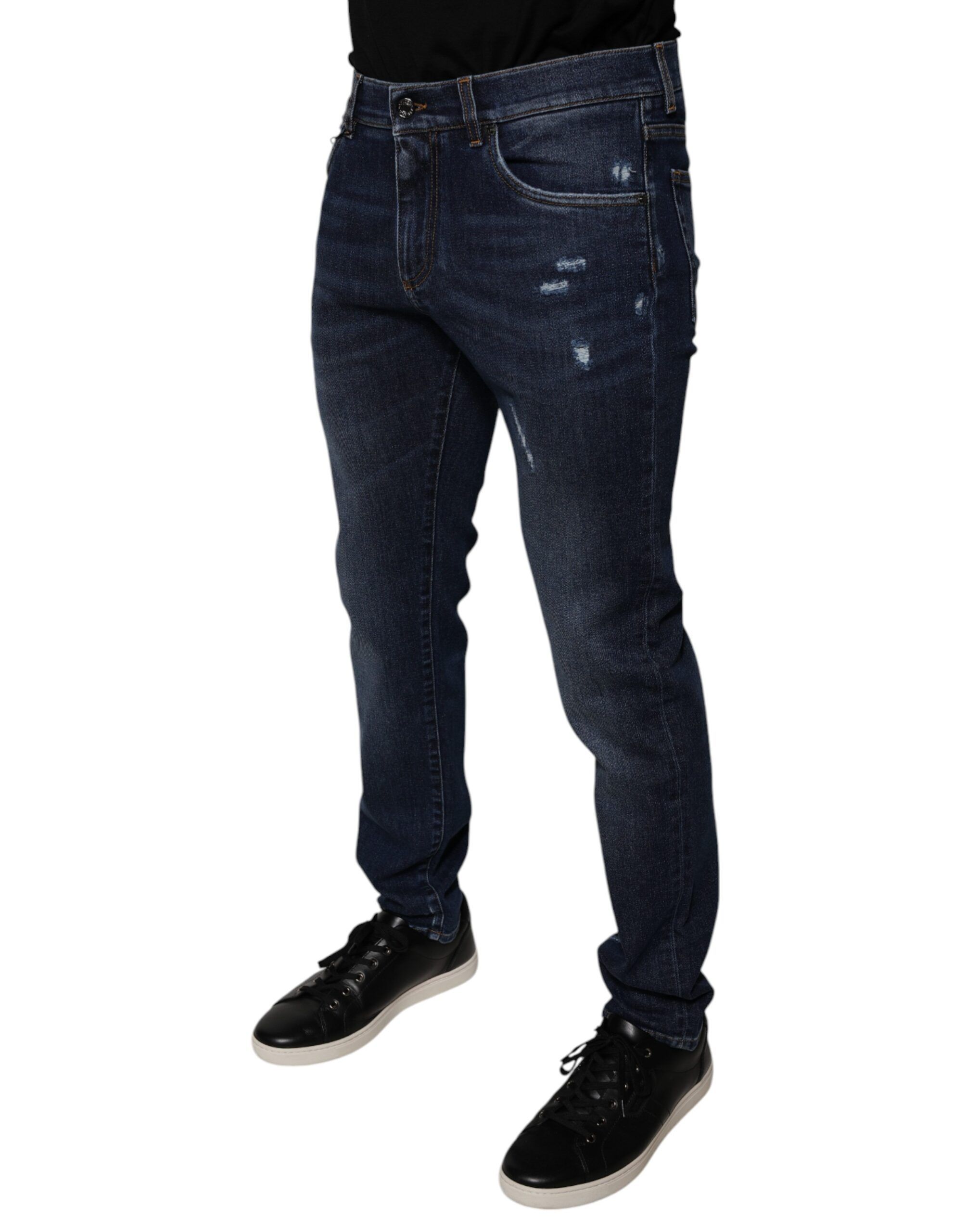 Dark Cotton Logo Skinny Denim Men's Jeans - Dolce & Gabbana - Modalova