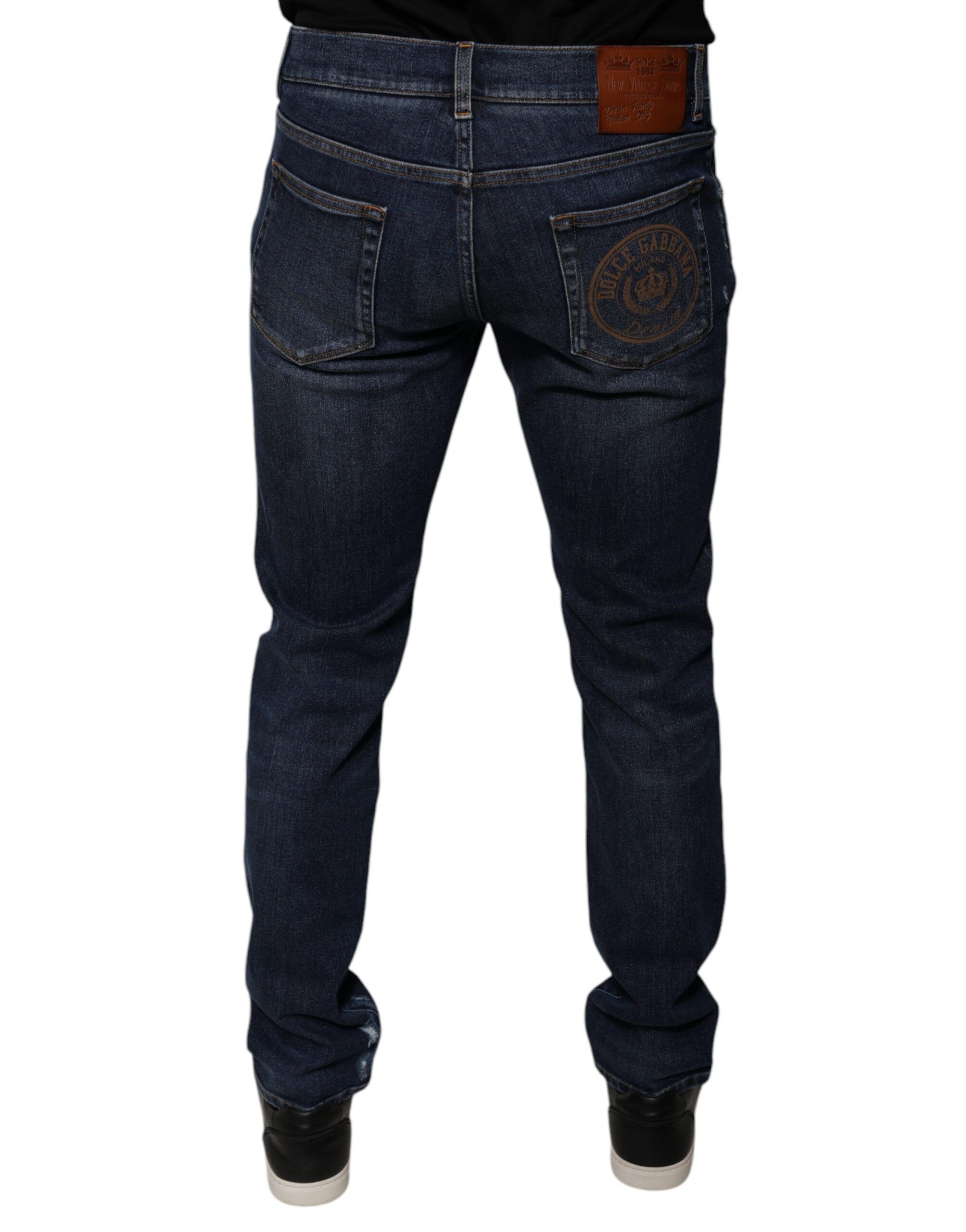 Dark Cotton Logo Skinny Denim Men's Jeans - Dolce & Gabbana - Modalova