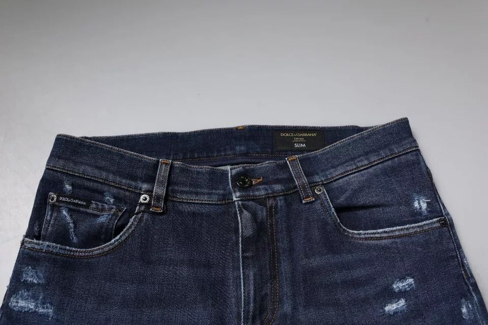 Dark Cotton Logo Skinny Denim Men's Jeans - Dolce & Gabbana - Modalova