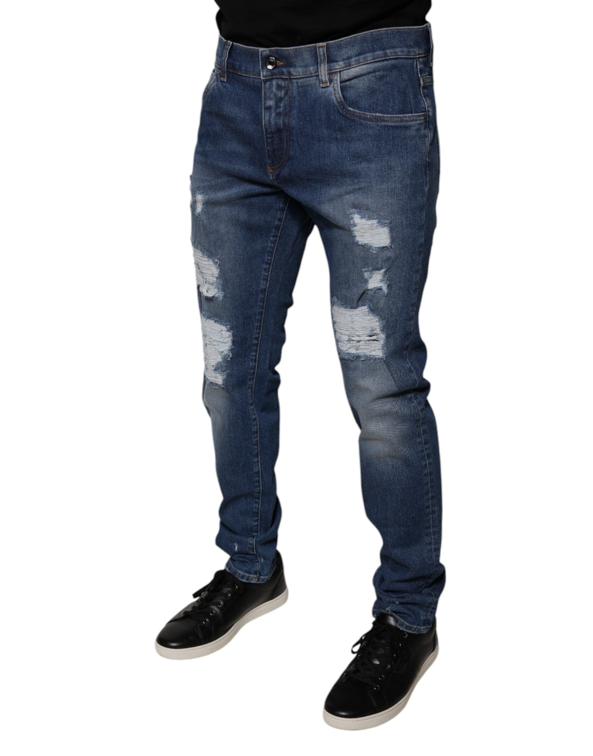 Cotton Tattered Skinny Denim Men's Jeans - Dolce & Gabbana - Modalova