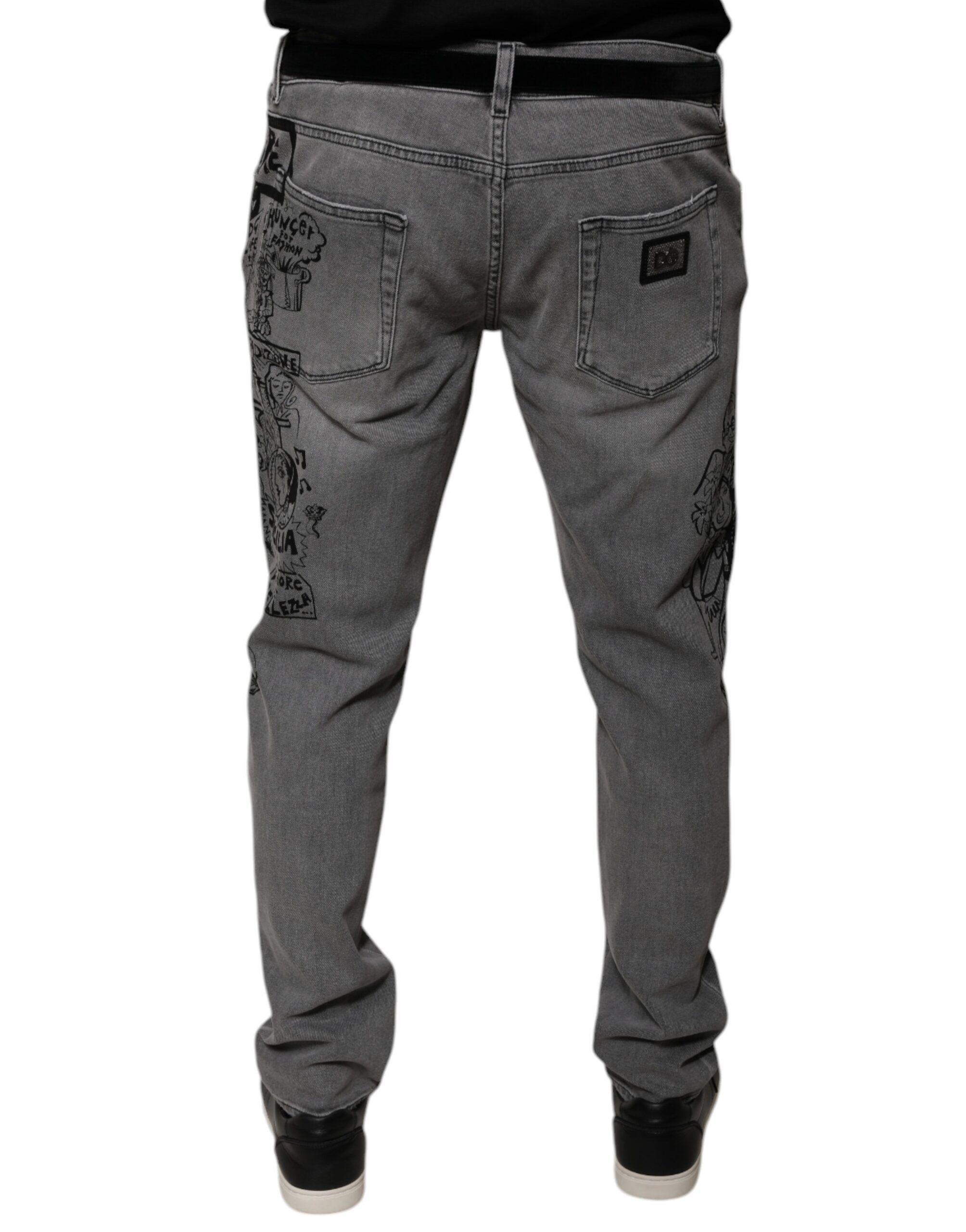 Graphic Print Cotton Skinny Denim Men's Jeans - Dolce & Gabbana - Modalova