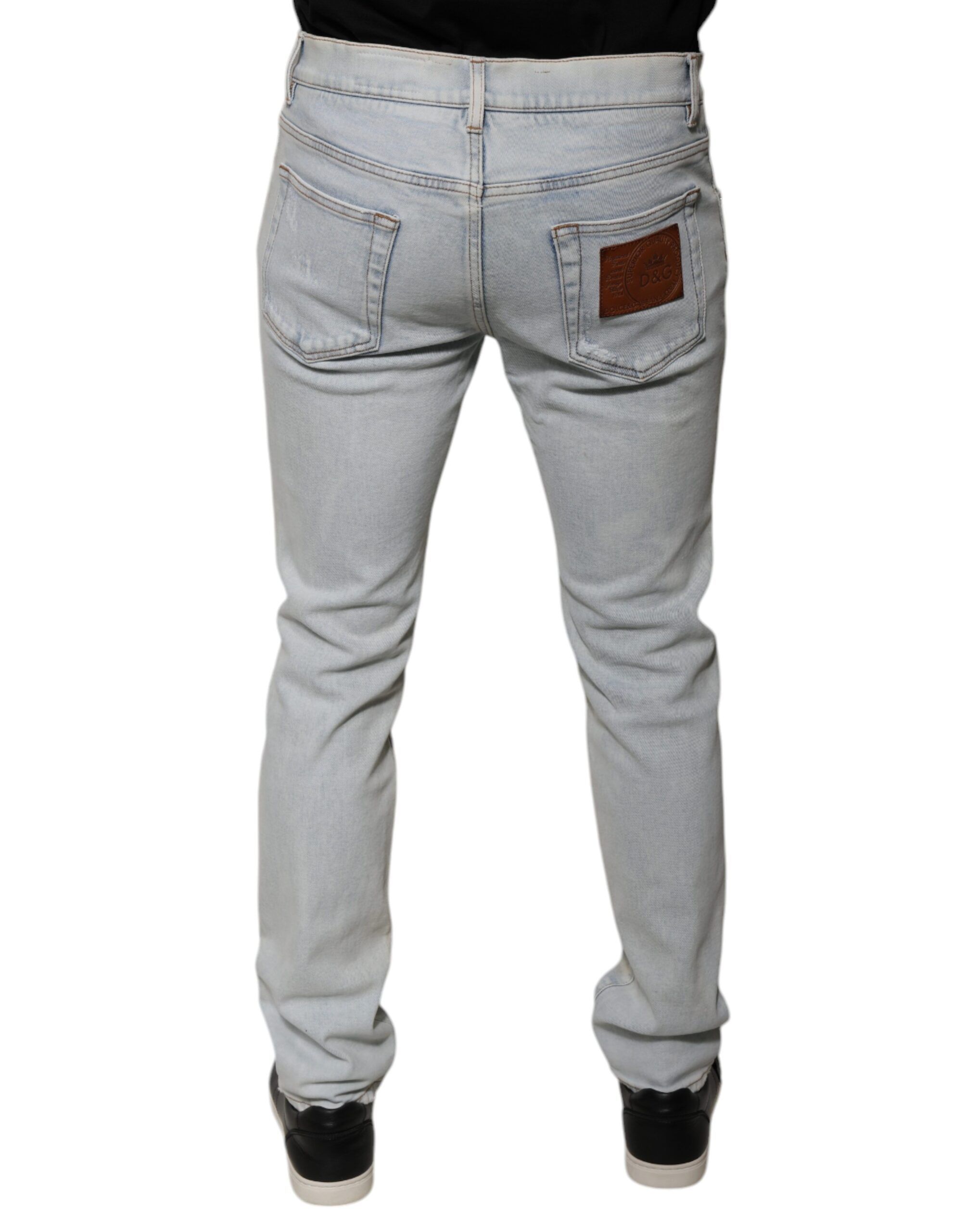 Cotton Blend Tattered Skinny Denim Men's Jeans - Dolce & Gabbana - Modalova