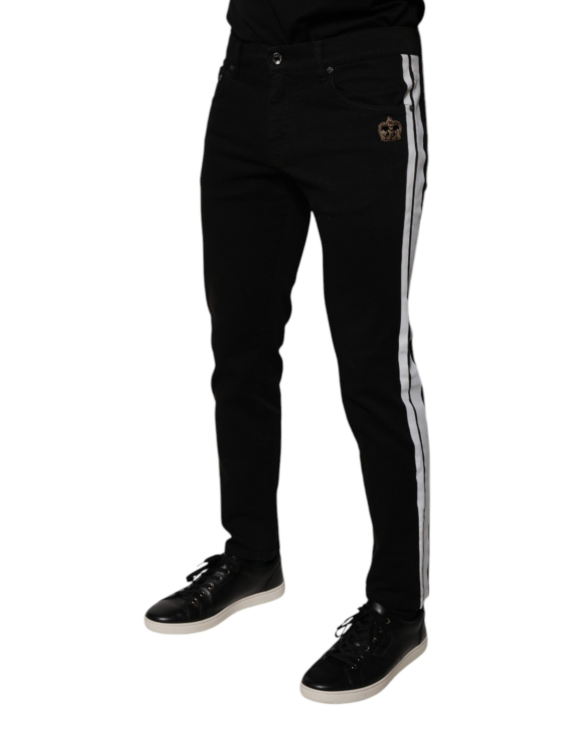 Black Crown White Lining Skinny Denim Men's Jeans - Dolce & Gabbana - Modalova
