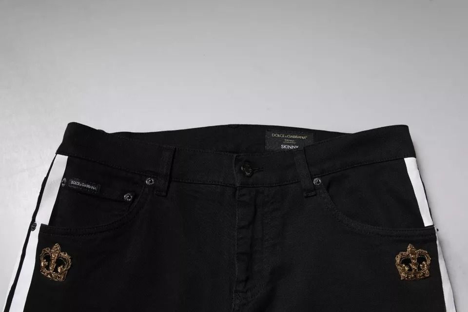 Black Crown White Lining Skinny Denim Men's Jeans - Dolce & Gabbana - Modalova