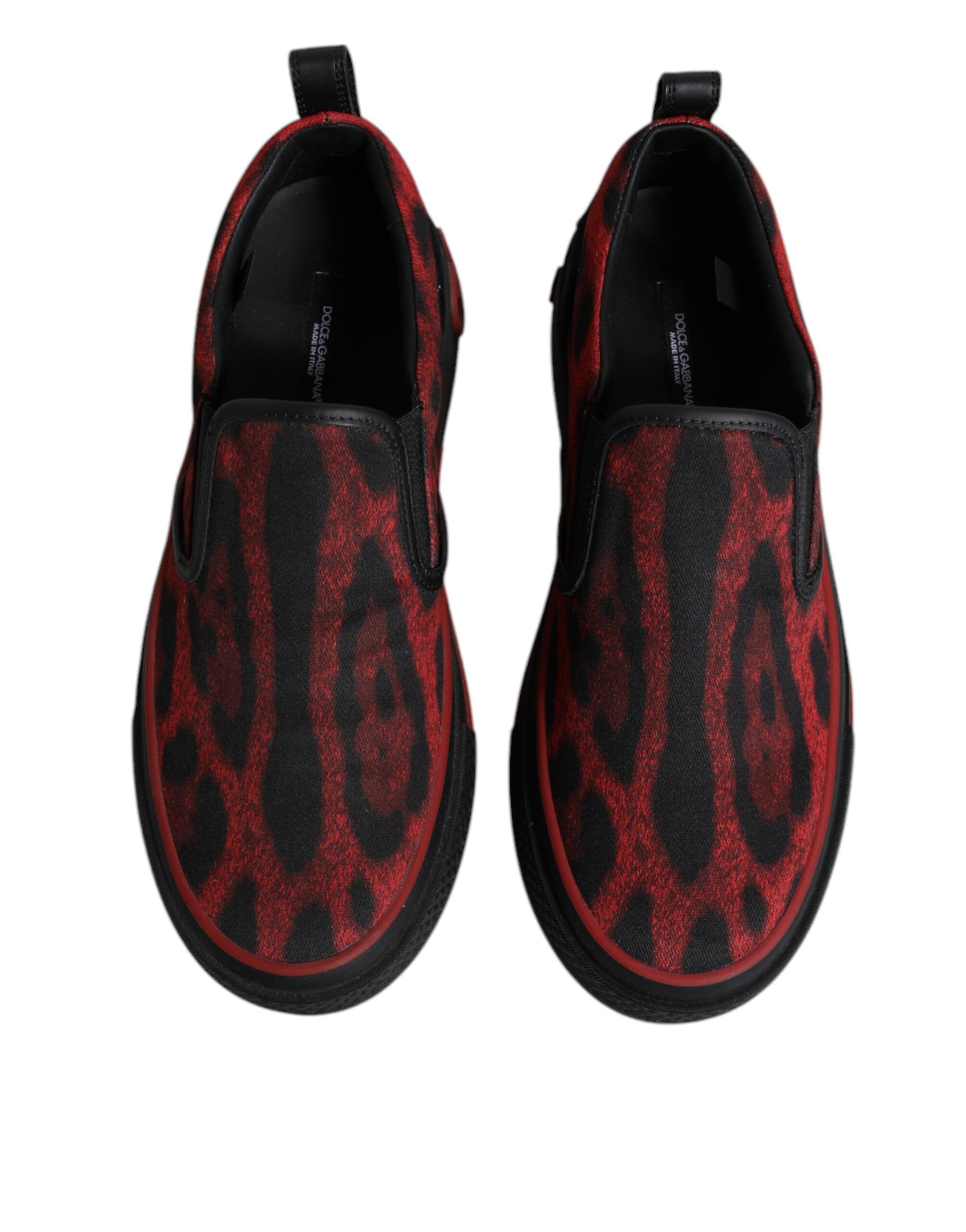 Red Black Leopard Cotton Men Low Top Sneakers Men's Shoes - Dolce & Gabbana - Modalova