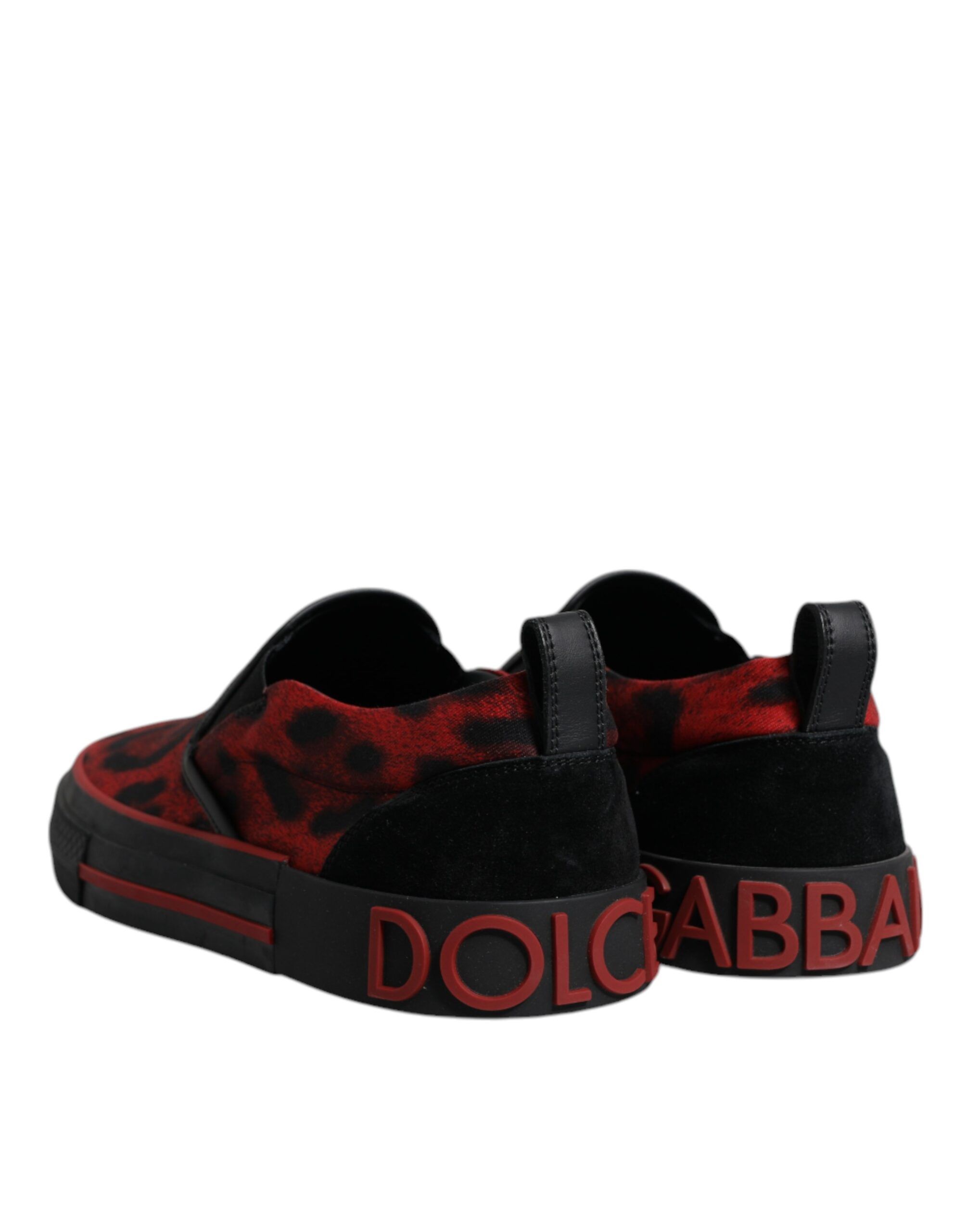 Red Black Leopard Cotton Men Low Top Sneakers Men's Shoes - Dolce & Gabbana - Modalova