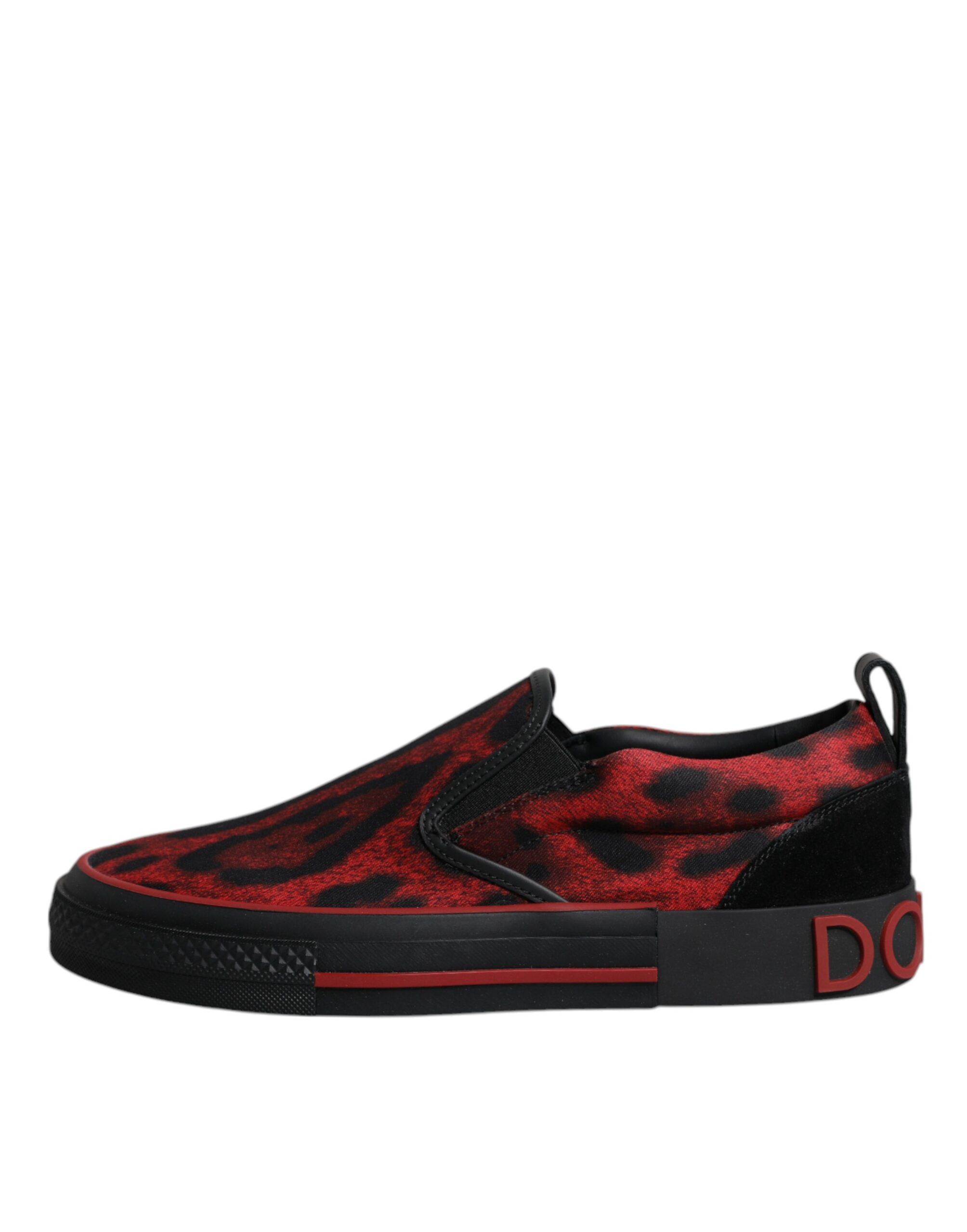 Red Black Leopard Cotton Men Low Top Sneakers Men's Shoes - Dolce & Gabbana - Modalova