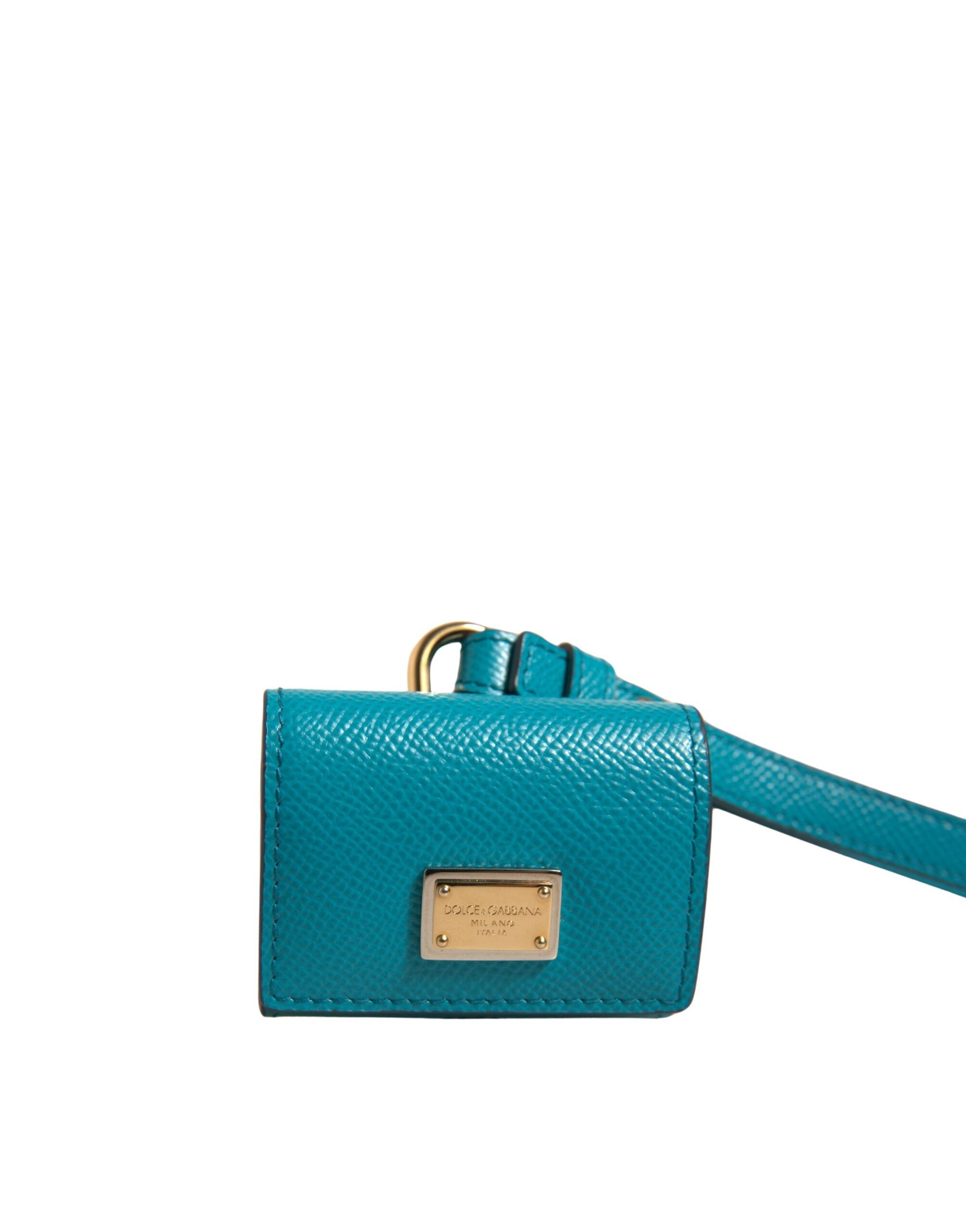 Logo Plaque Leather Gold Metal Strap Airpods Case - Dolce & Gabbana - Modalova