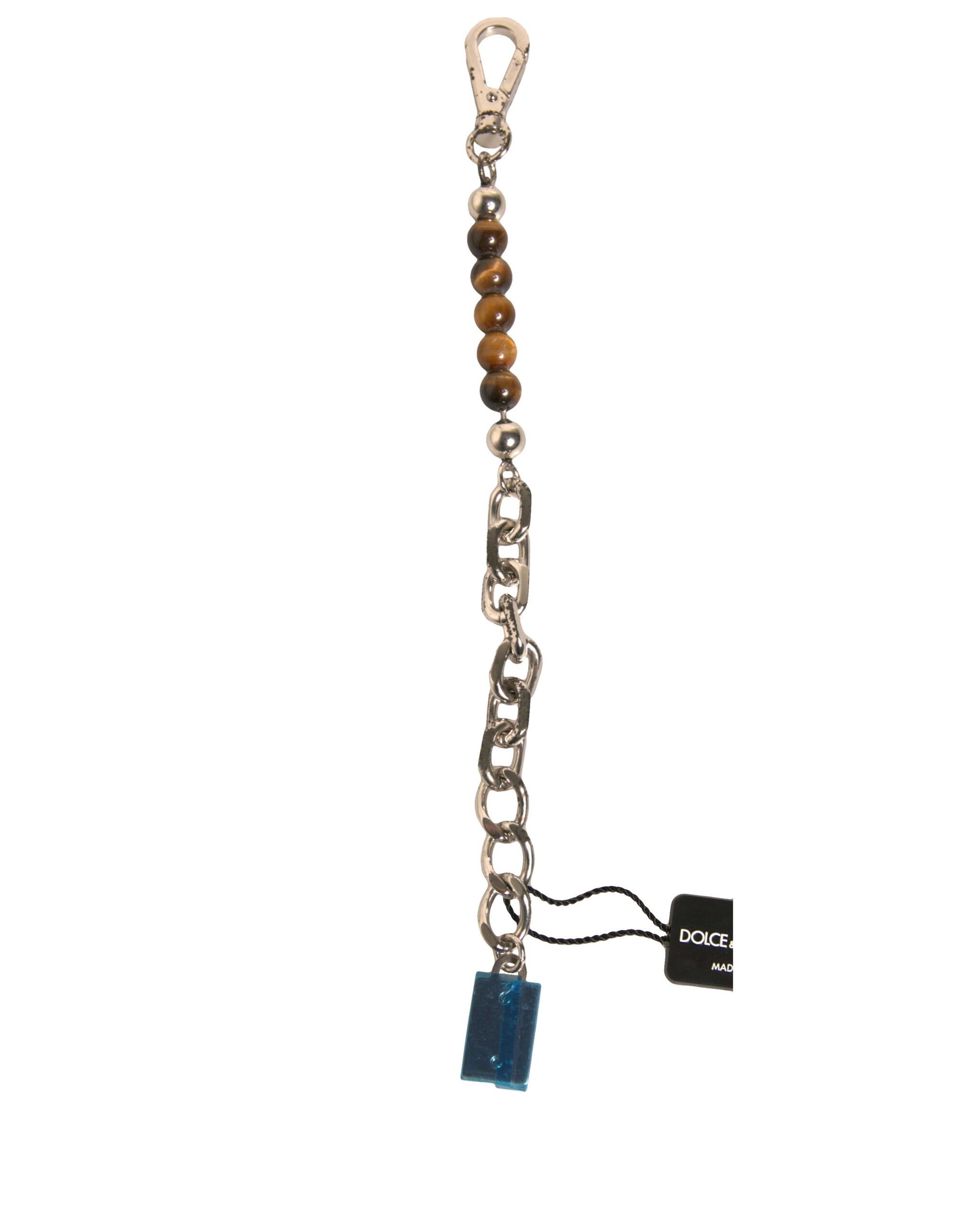 Brass Chain Beaded Logo Plaque Keychain Women's Keyring (Pre-Owned) - Dolce & Gabbana - Modalova
