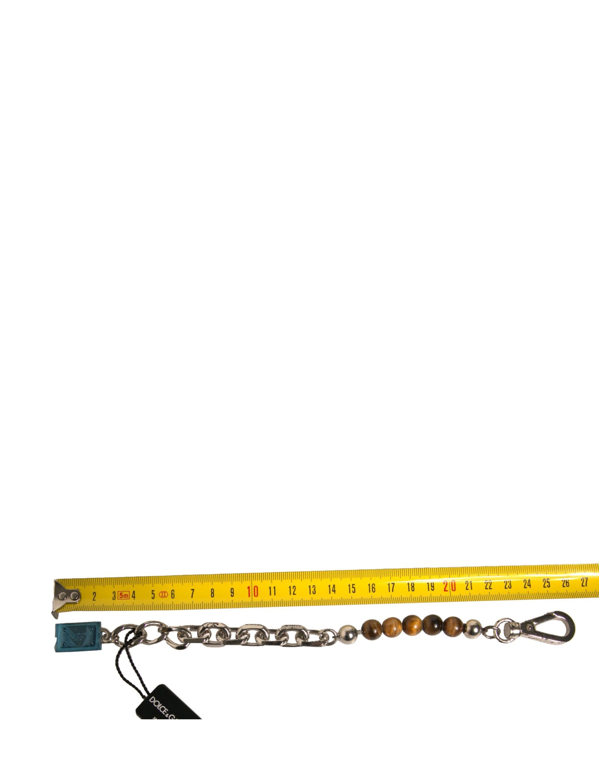 Brass Chain Beaded Logo Plaque Keychain Women's Keyring (Pre-Owned) - Dolce & Gabbana - Modalova