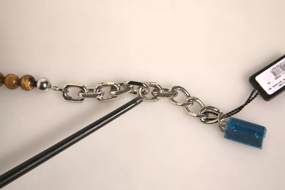 Brass Chain Beaded Logo Plaque Keychain Women's Keyring (Pre-Owned) - Dolce & Gabbana - Modalova